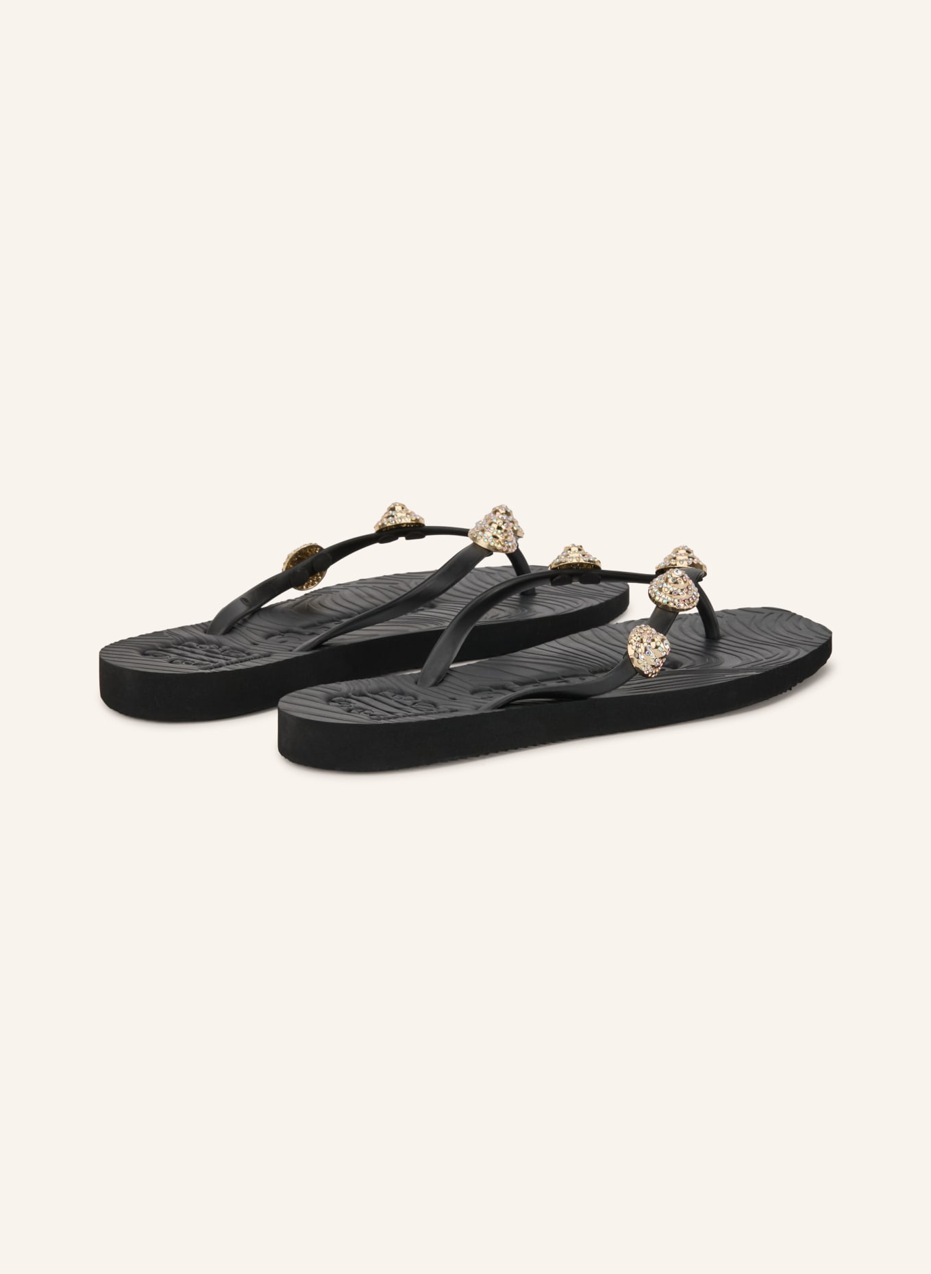 SLEEPERS TAPERED Flipflops met sierstenen: ZWART / ZILVER