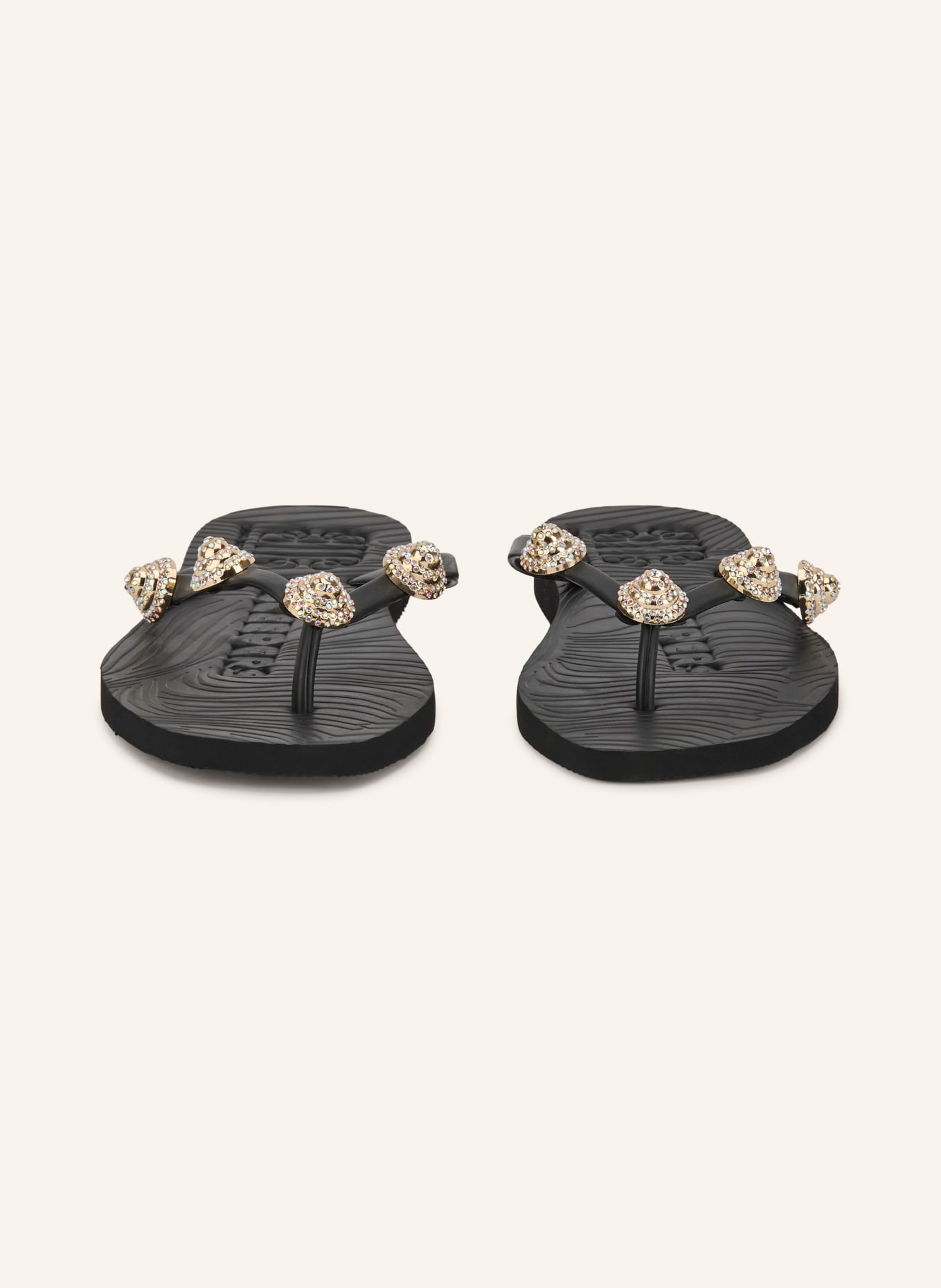 SLEEPERS TAPERED Flipflops met sierstenen: ZWART / ZILVER
