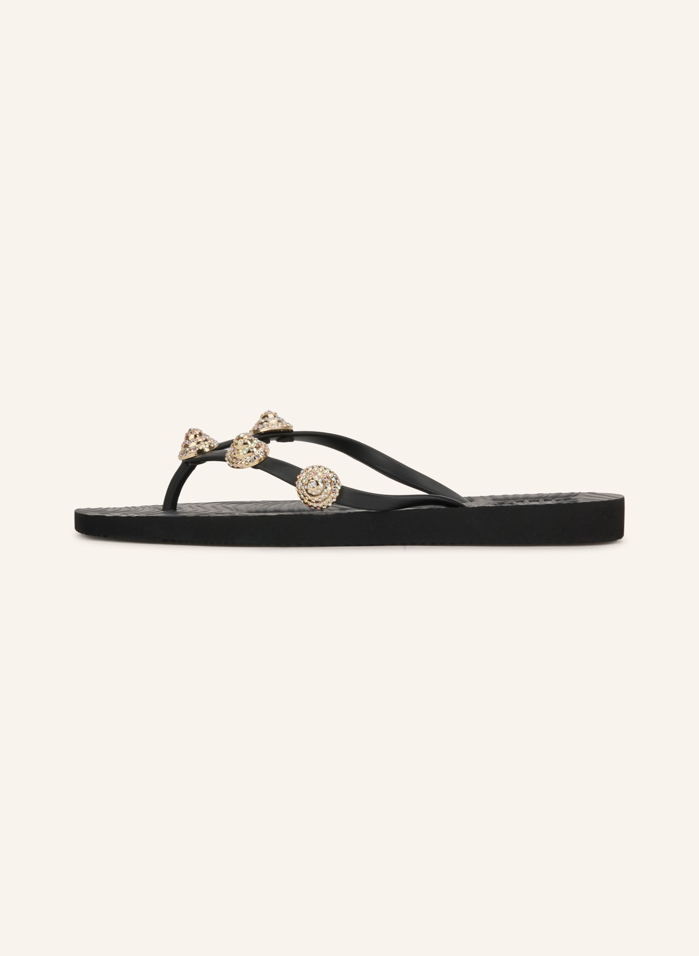 SLEEPERS TAPERED Flipflops met sierstenen: ZWART / ZILVER