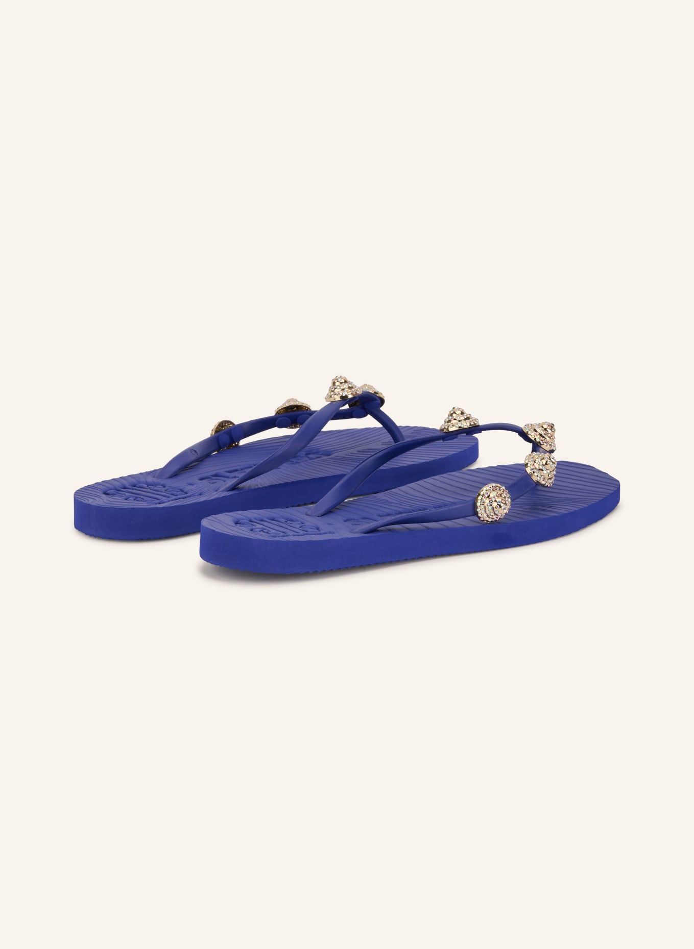 SLEEPERS Flip-Flops TAPERED mit Schmucksteinen: BLAU / SILBER