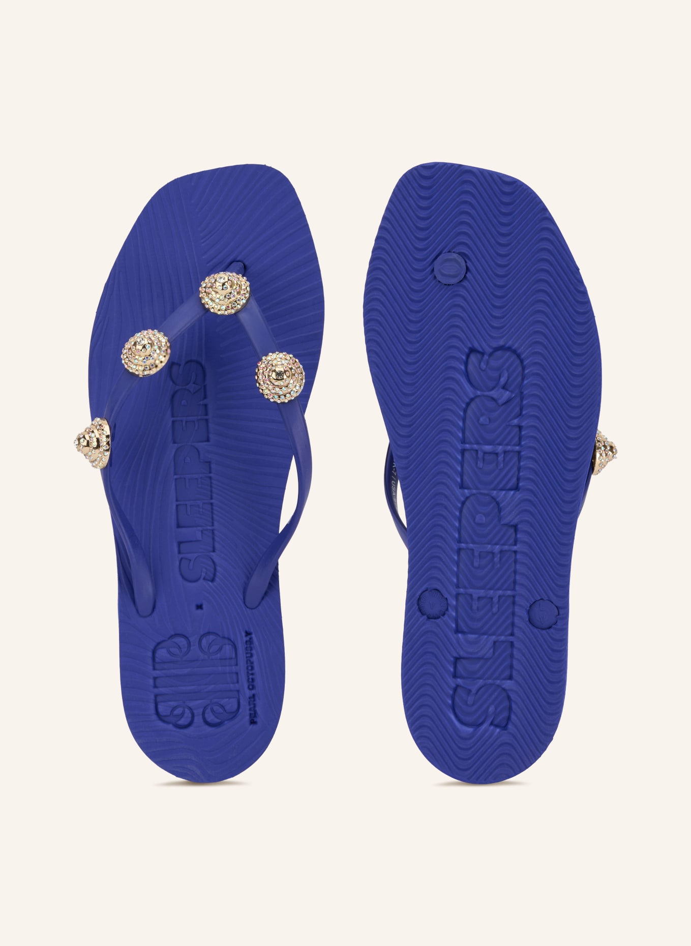 SLEEPERS Flip-Flops TAPERED mit Schmucksteinen: BLAU / SILBER