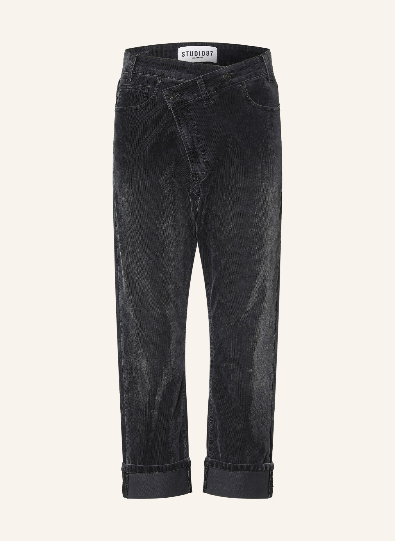 CAMBIO KAIA 3/4-length corduroy trousers: BLACK