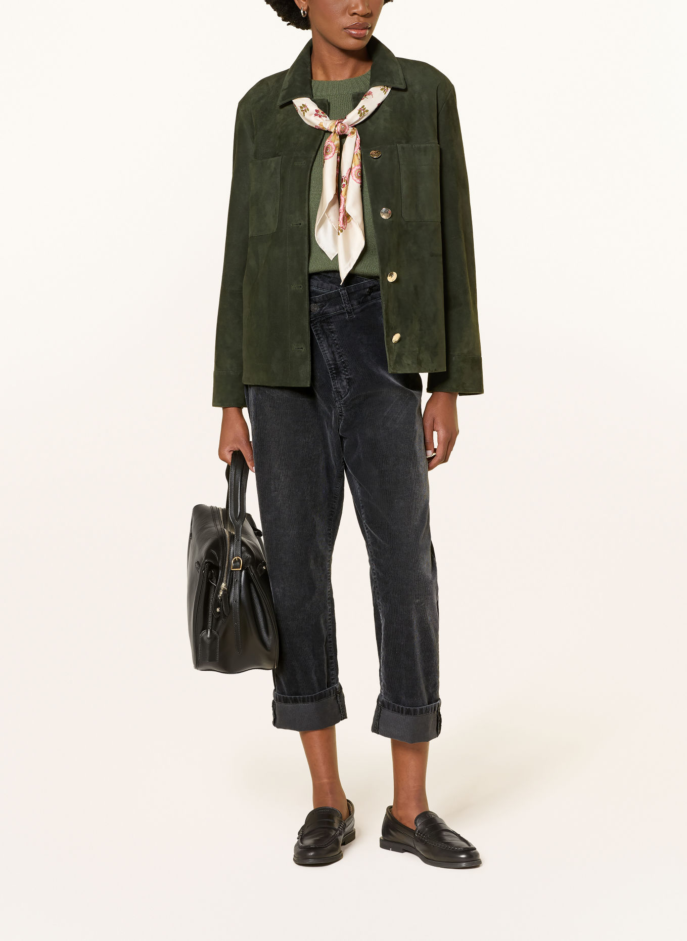 CAMBIO KAIA 3/4-length corduroy trousers: BLACK