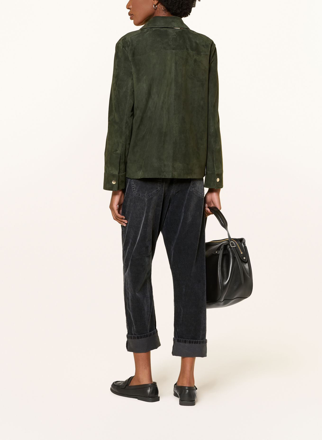 CAMBIO KAIA 3/4-length corduroy trousers: BLACK