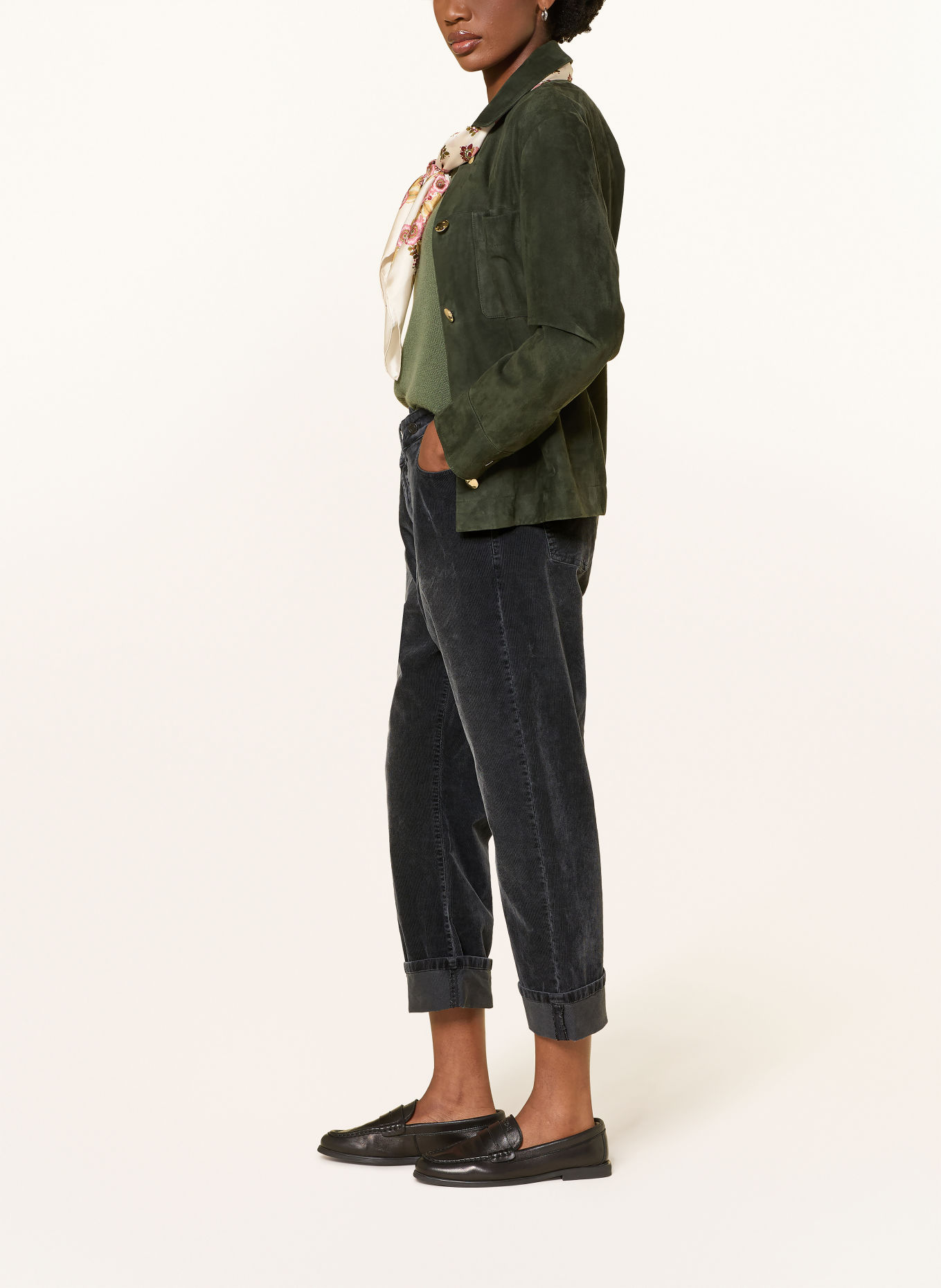 CAMBIO KAIA 3/4-length corduroy trousers: BLACK