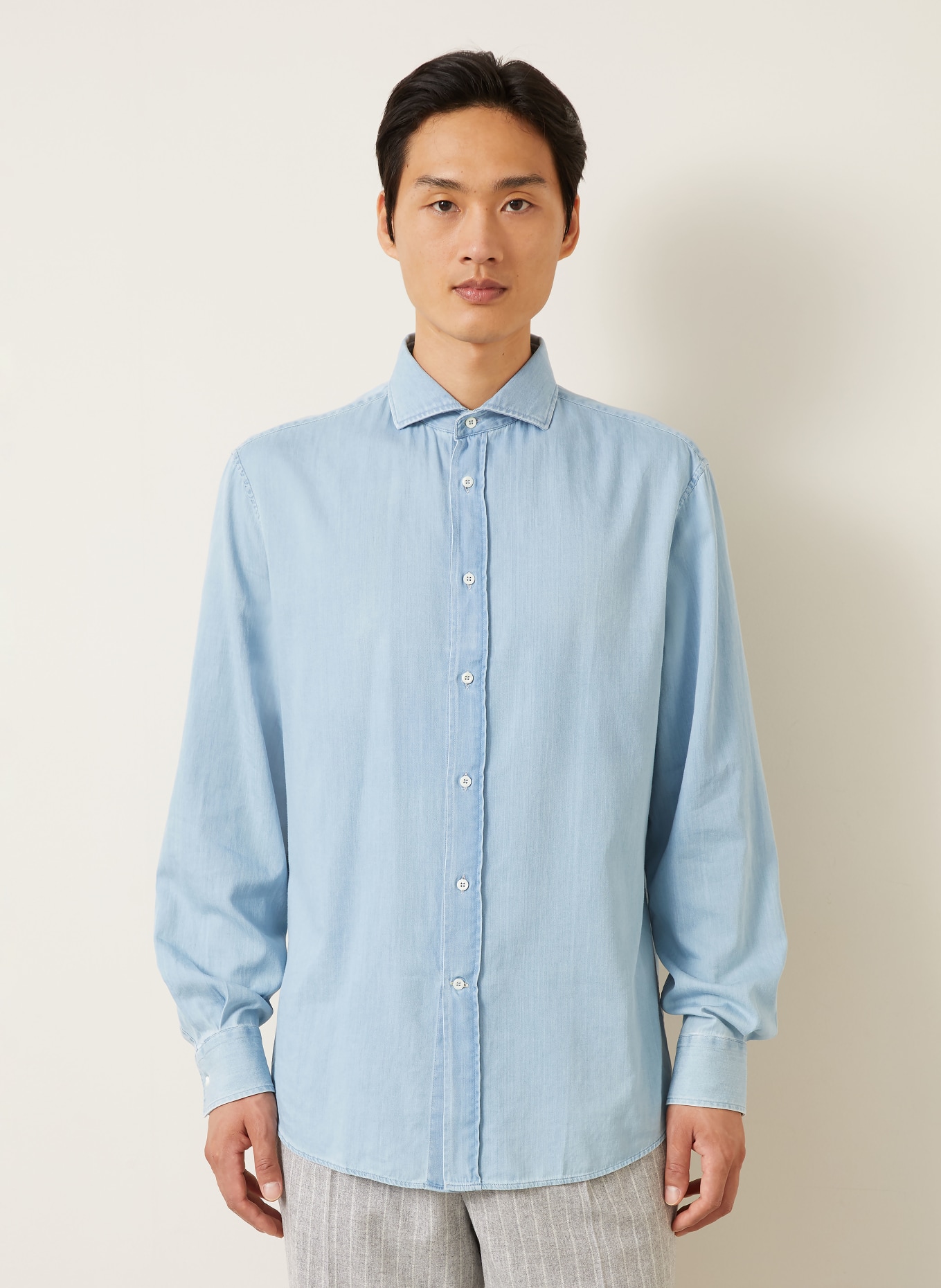 BRUNELLO CUCINELLI Jeanshemd Comfort Fit: LICHTBLAUW