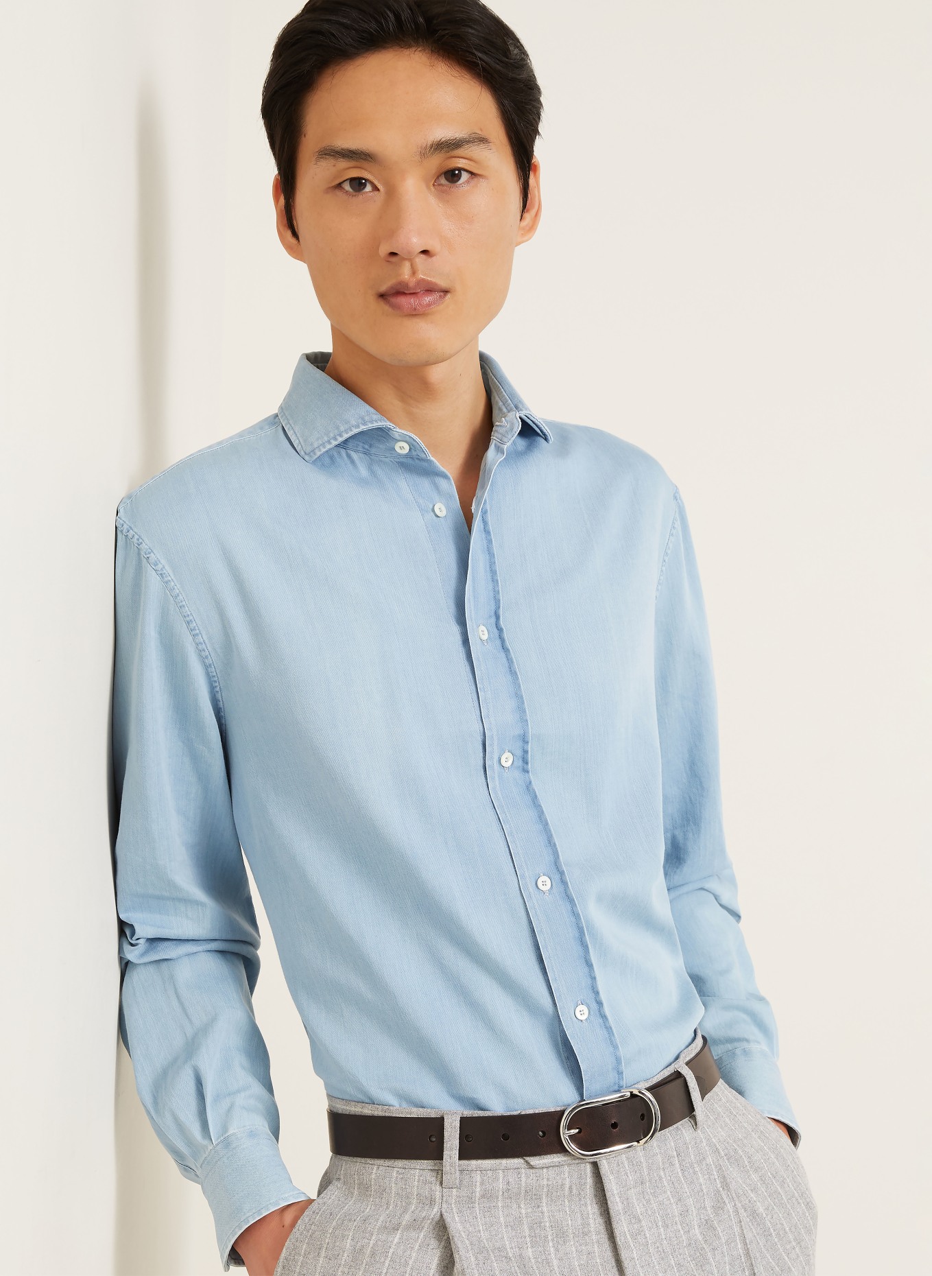 BRUNELLO CUCINELLI Jeanshemd Comfort Fit: LICHTBLAUW