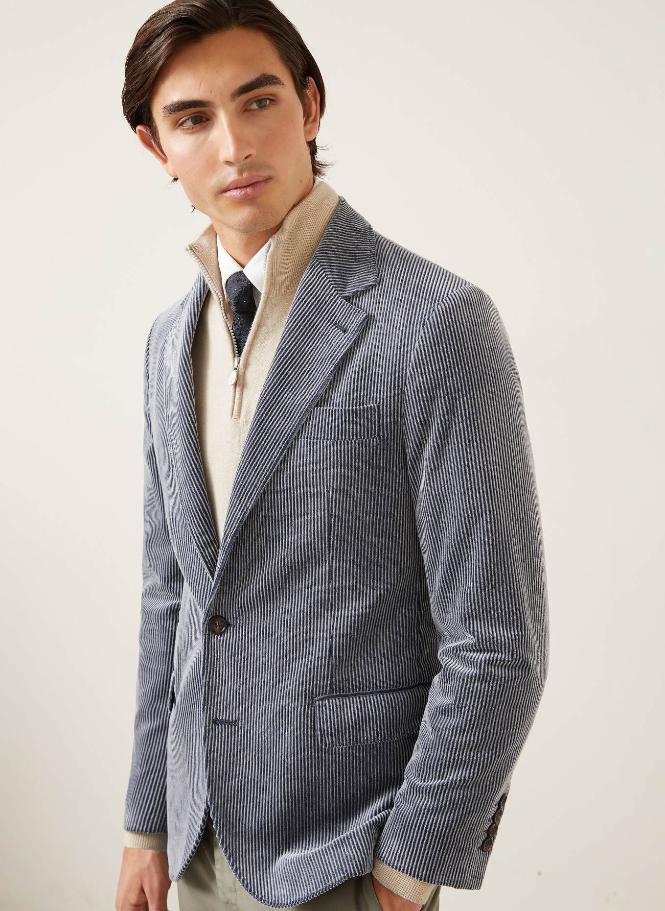 BRUNELLO CUCINELLI Cordsakko Slim Fit: BLAUGRAU