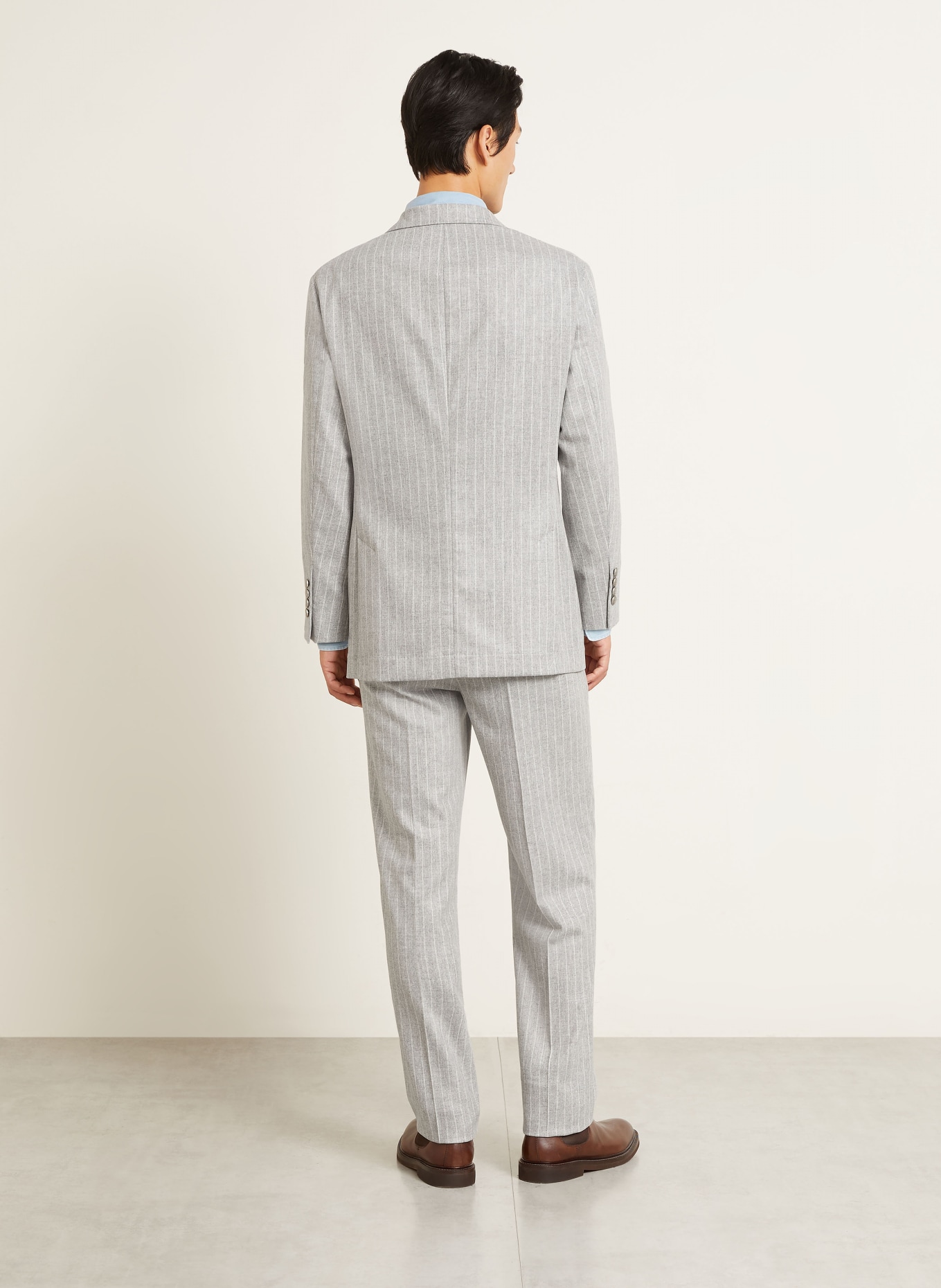 BRUNELLO CUCINELLI Slim Fit-kostym: LJUSGRÅ / VIT