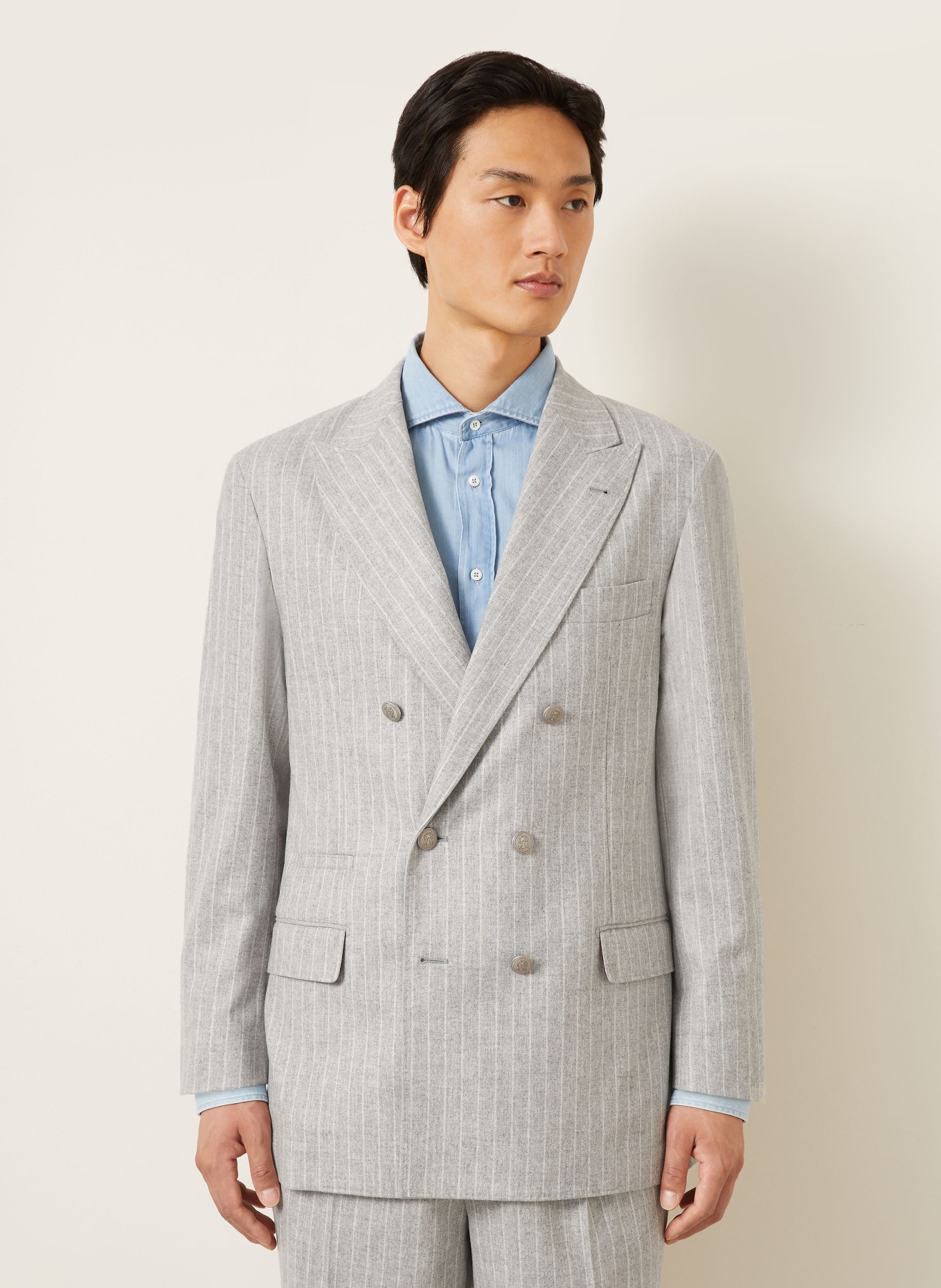 BRUNELLO CUCINELLI Slim Fit-kostym: LJUSGRÅ / VIT