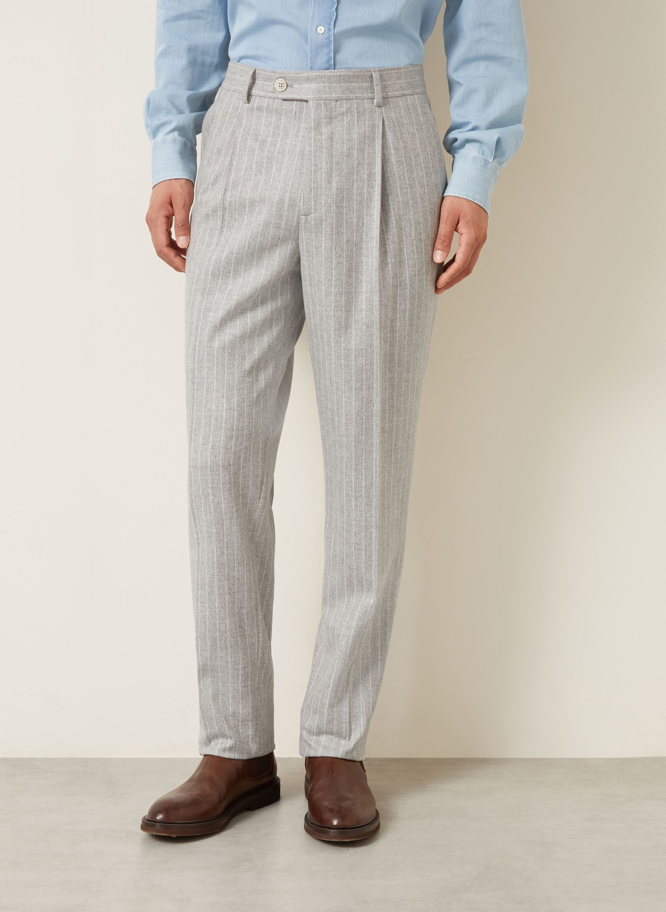 BRUNELLO CUCINELLI Slim Fit-kostym: LJUSGRÅ / VIT