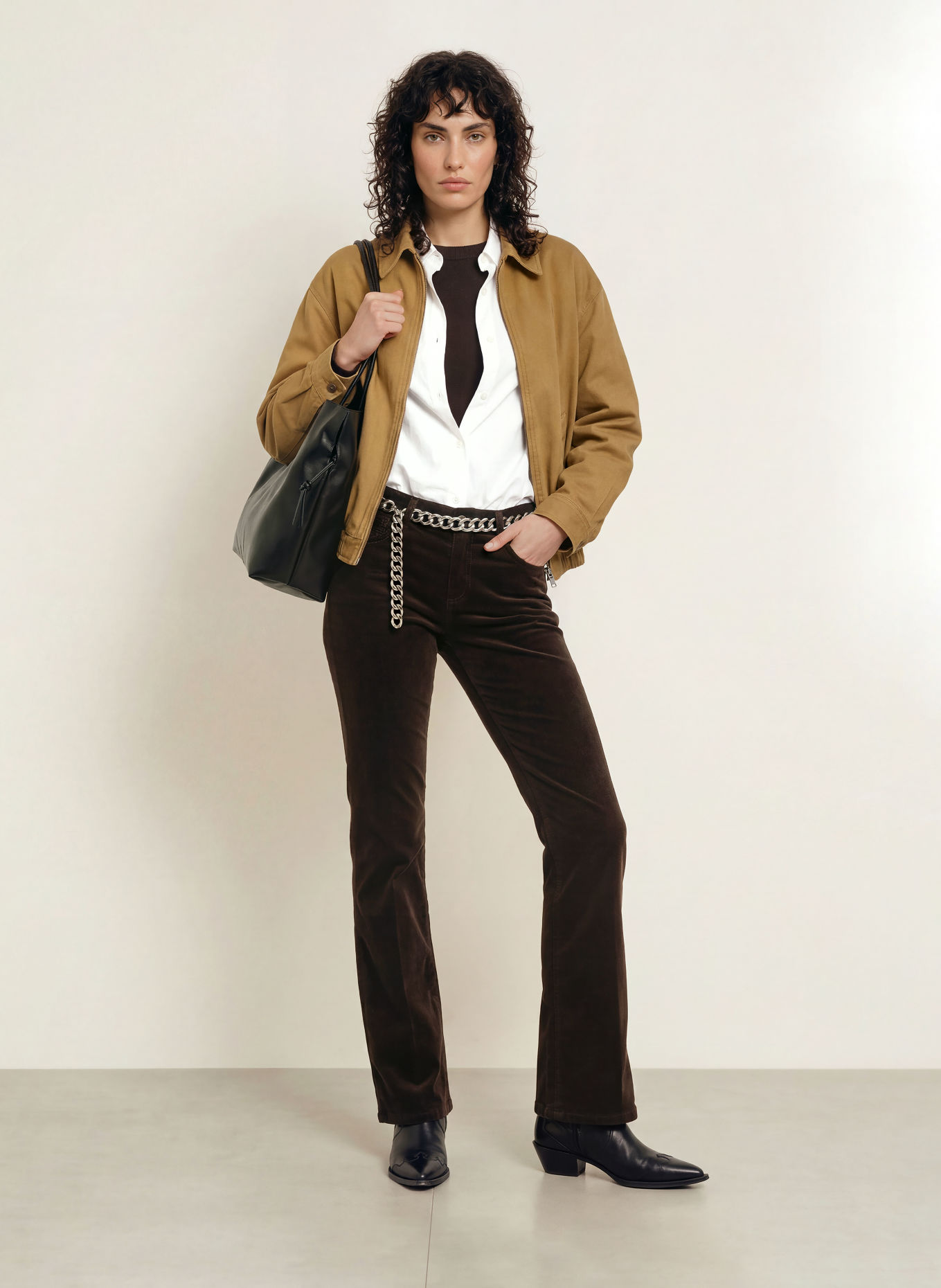 CAMBIO PARIS Velvet Bootcut Trousers: 771 choco spill