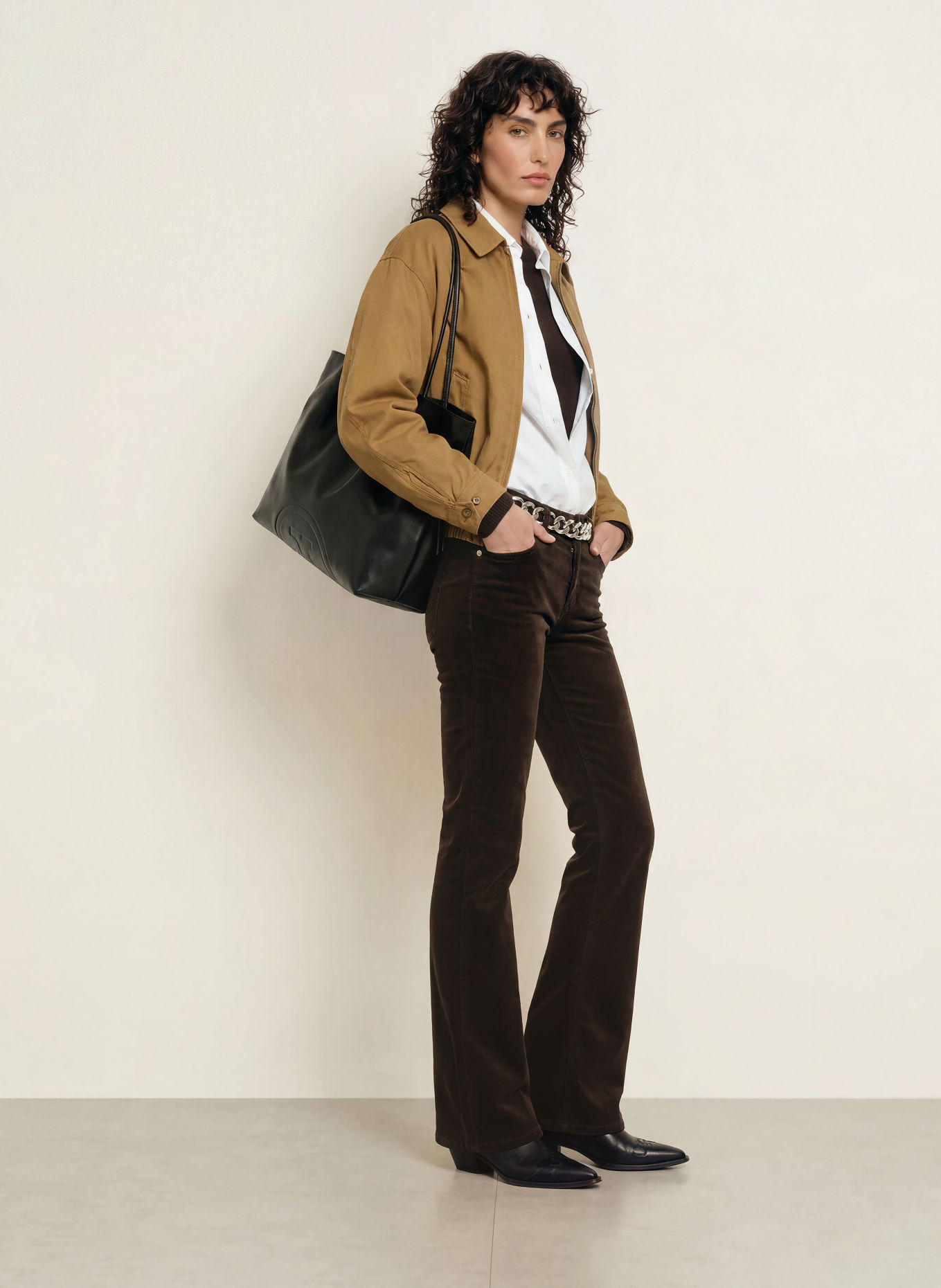 CAMBIO PARIS Velvet Bootcut Trousers: 771 choco spill
