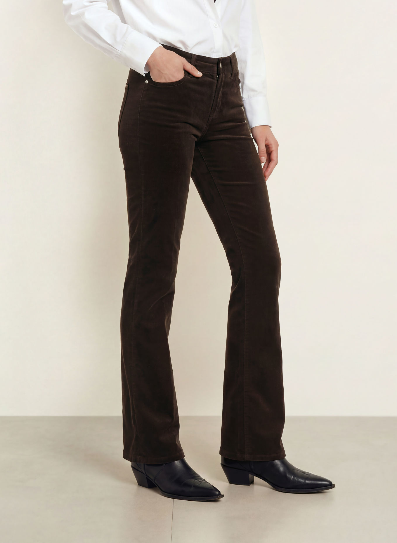 CAMBIO PARIS Velvet Bootcut Trousers: 771 choco spill