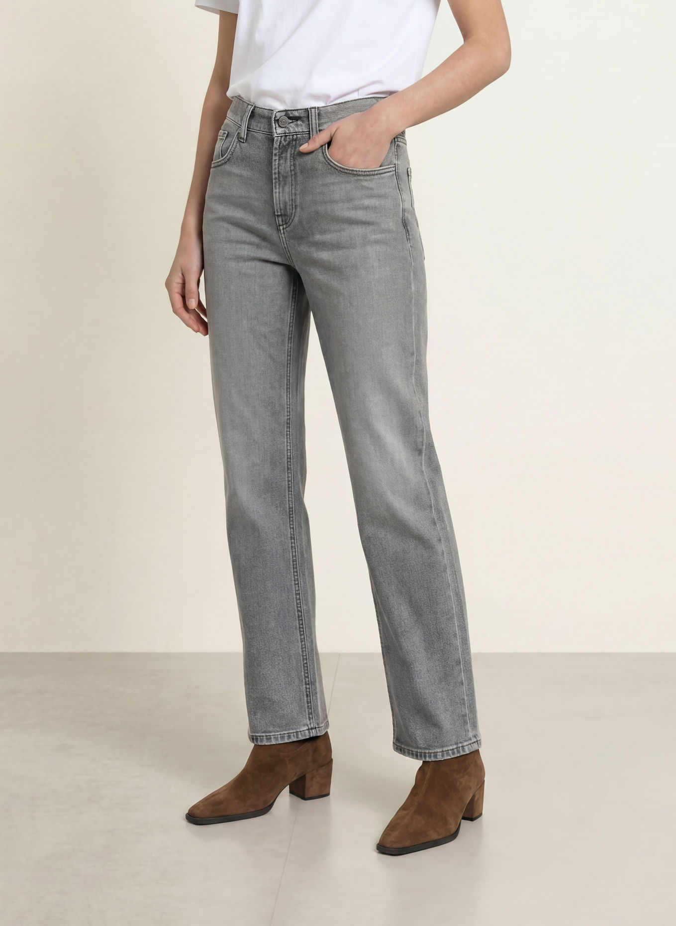 CAMBIO Straight jeans GINI: 5271 cross black bleached