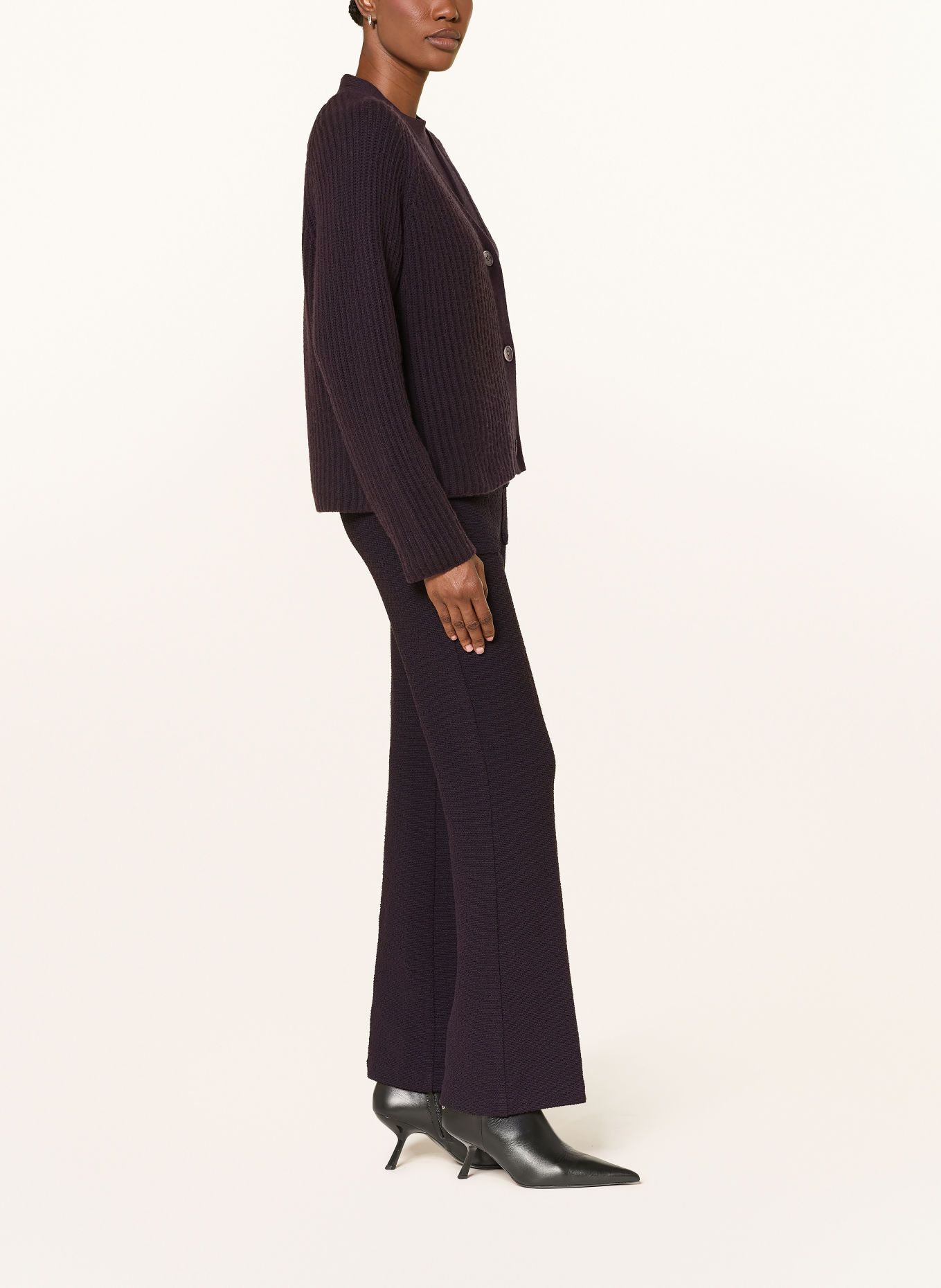 CAMBIO Bouclé-broek FAITH: DONKERPAARS