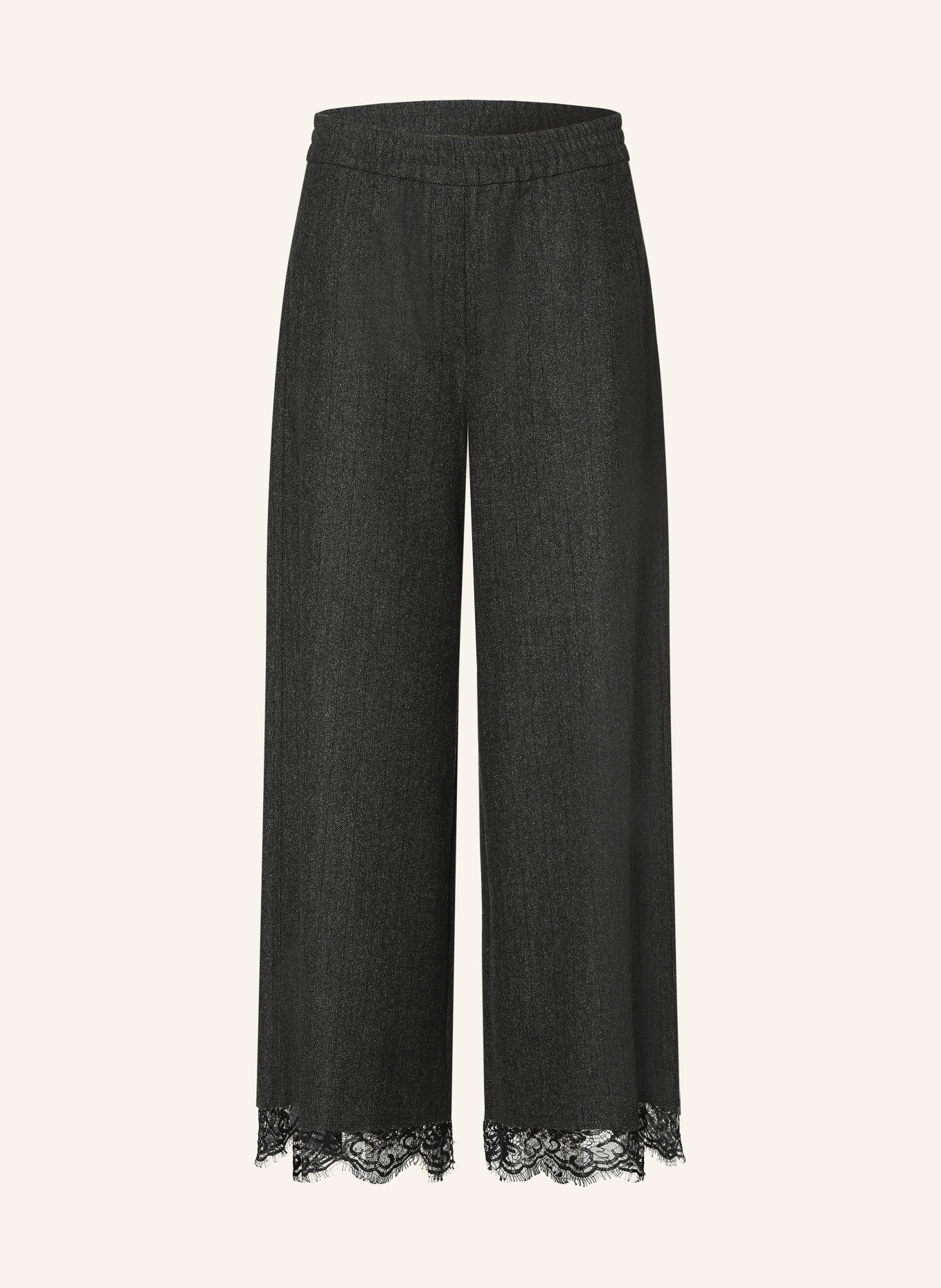 CAMBIO AVELINE 7/8-length trousers with lace: DARK GRAY / BLACK