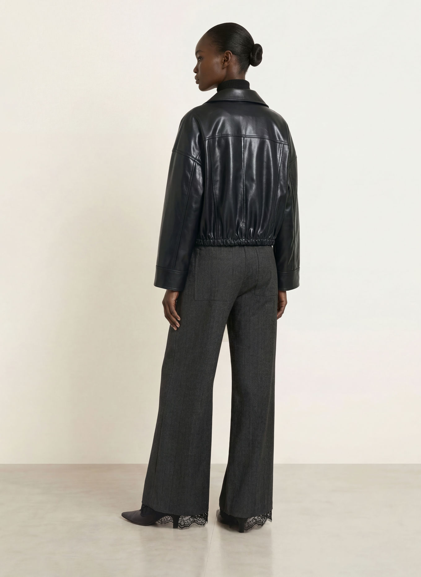CAMBIO AVELINE 7/8-length trousers with lace: DARK GRAY / BLACK