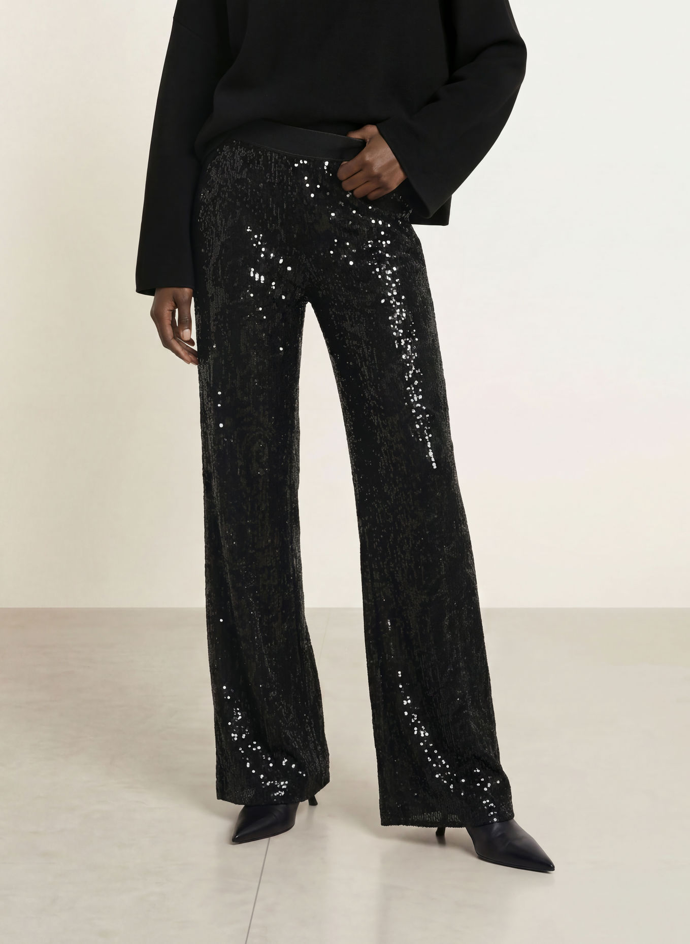 CAMBIO Marlene-broek ALLISON met pailletten: ZWART