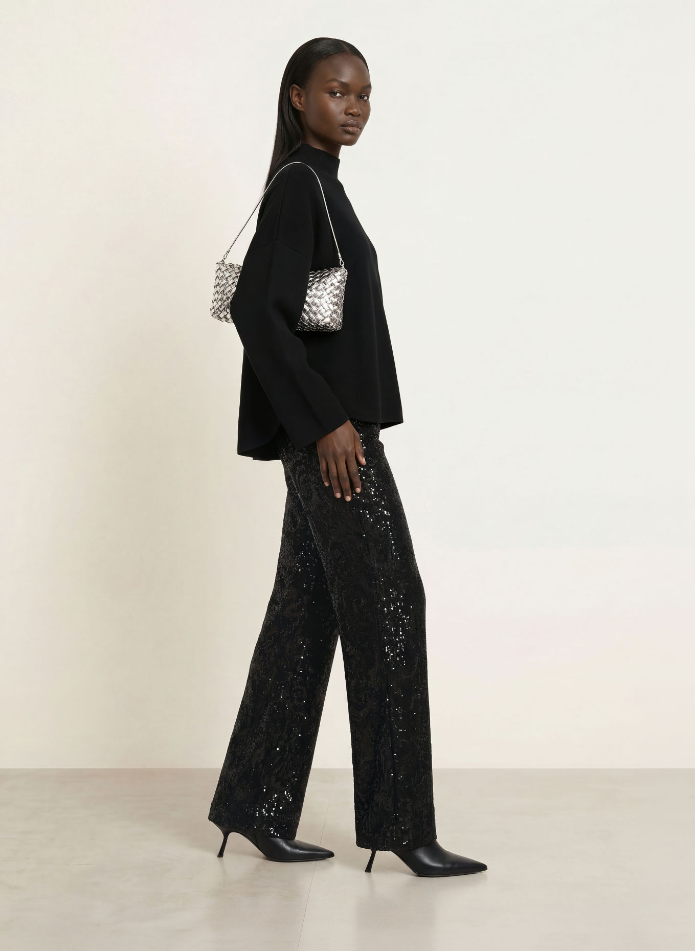 CAMBIO Marlene-broek ALLISON met pailletten: ZWART