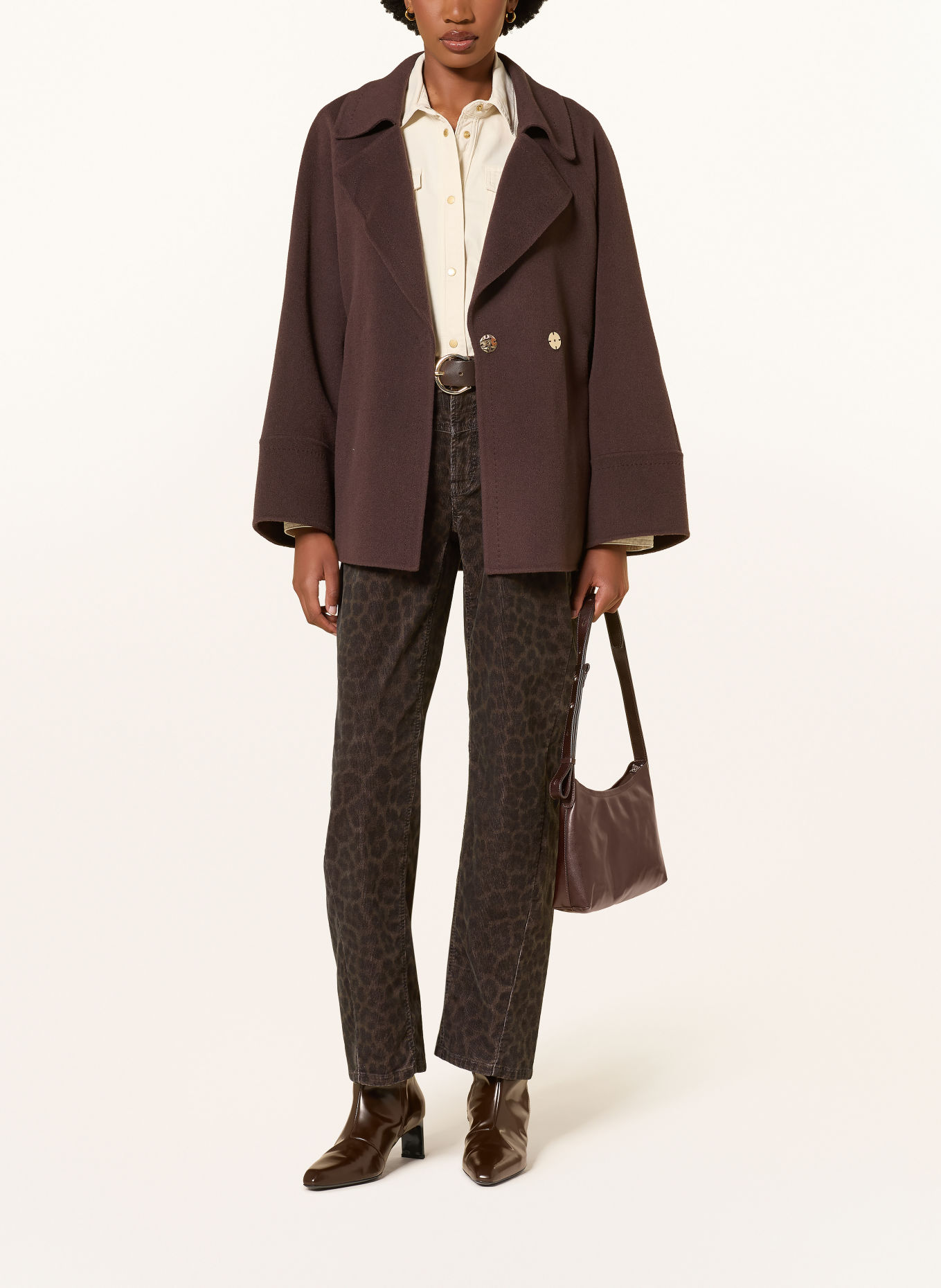CAMBIO ORNELLA Cord Pants: BROWN / BLACK