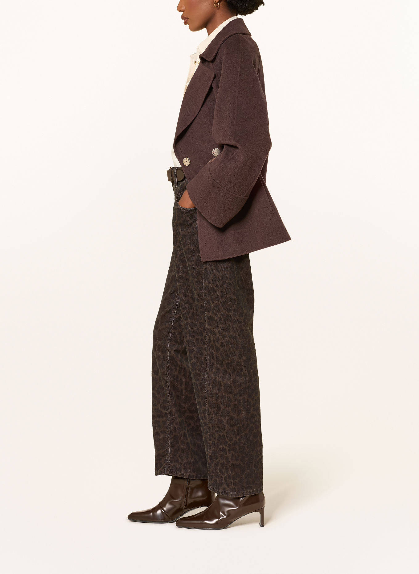 CAMBIO ORNELLA Cord Pants: BROWN / BLACK