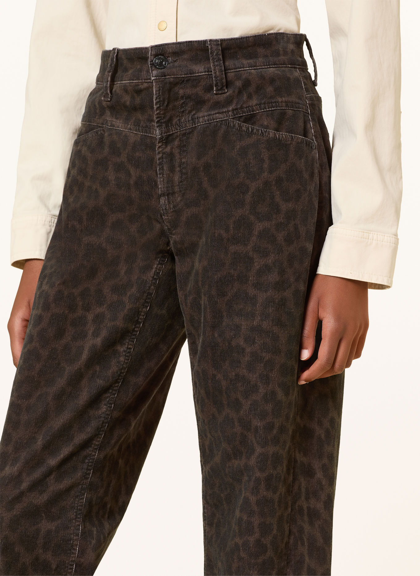 CAMBIO ORNELLA Cord Pants: BROWN / BLACK