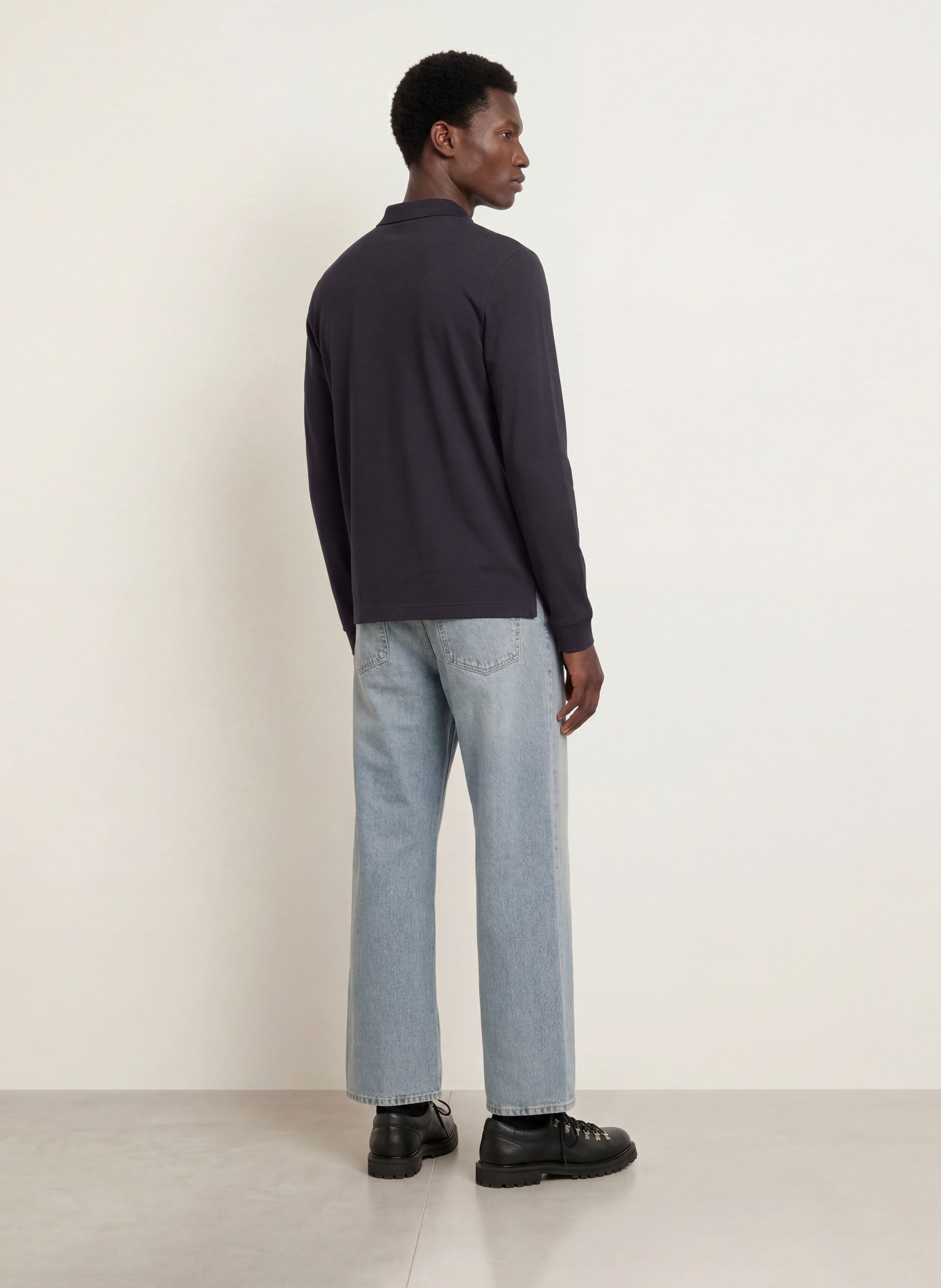 ARKET Piqué polo shirt: DARK BLUE