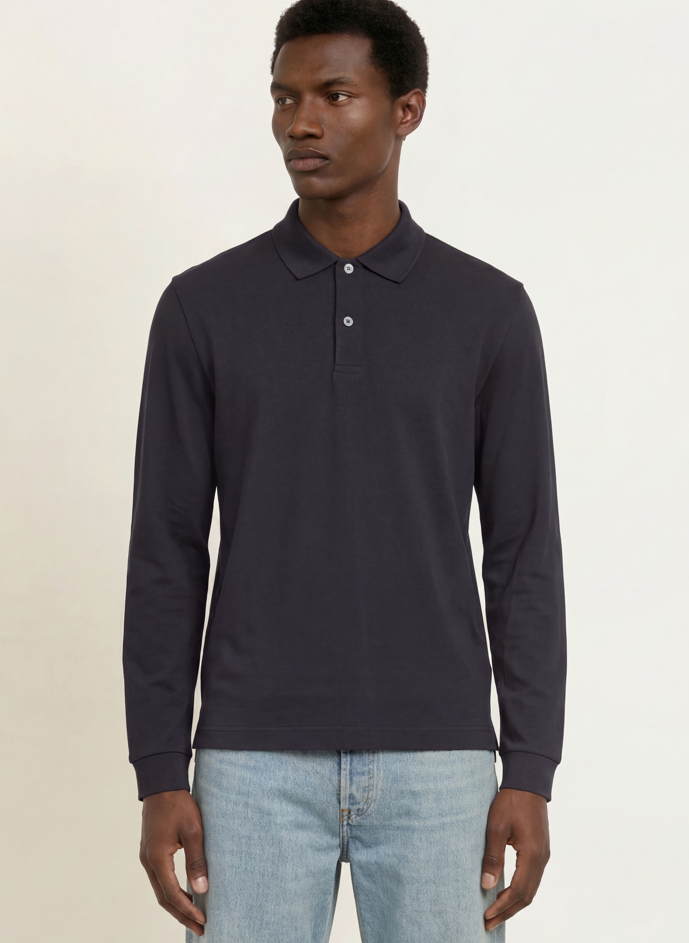 ARKET Piqué polo shirt: DARK BLUE