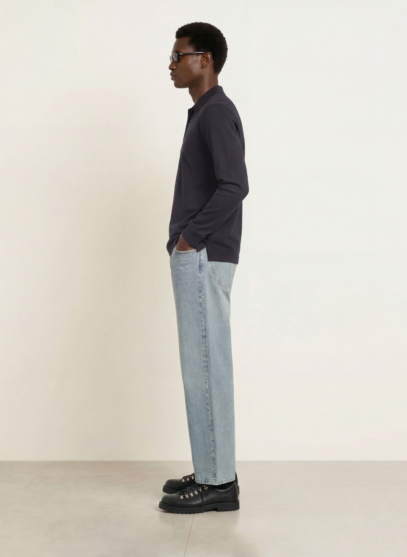 ARKET Piqué polo shirt: DARK BLUE