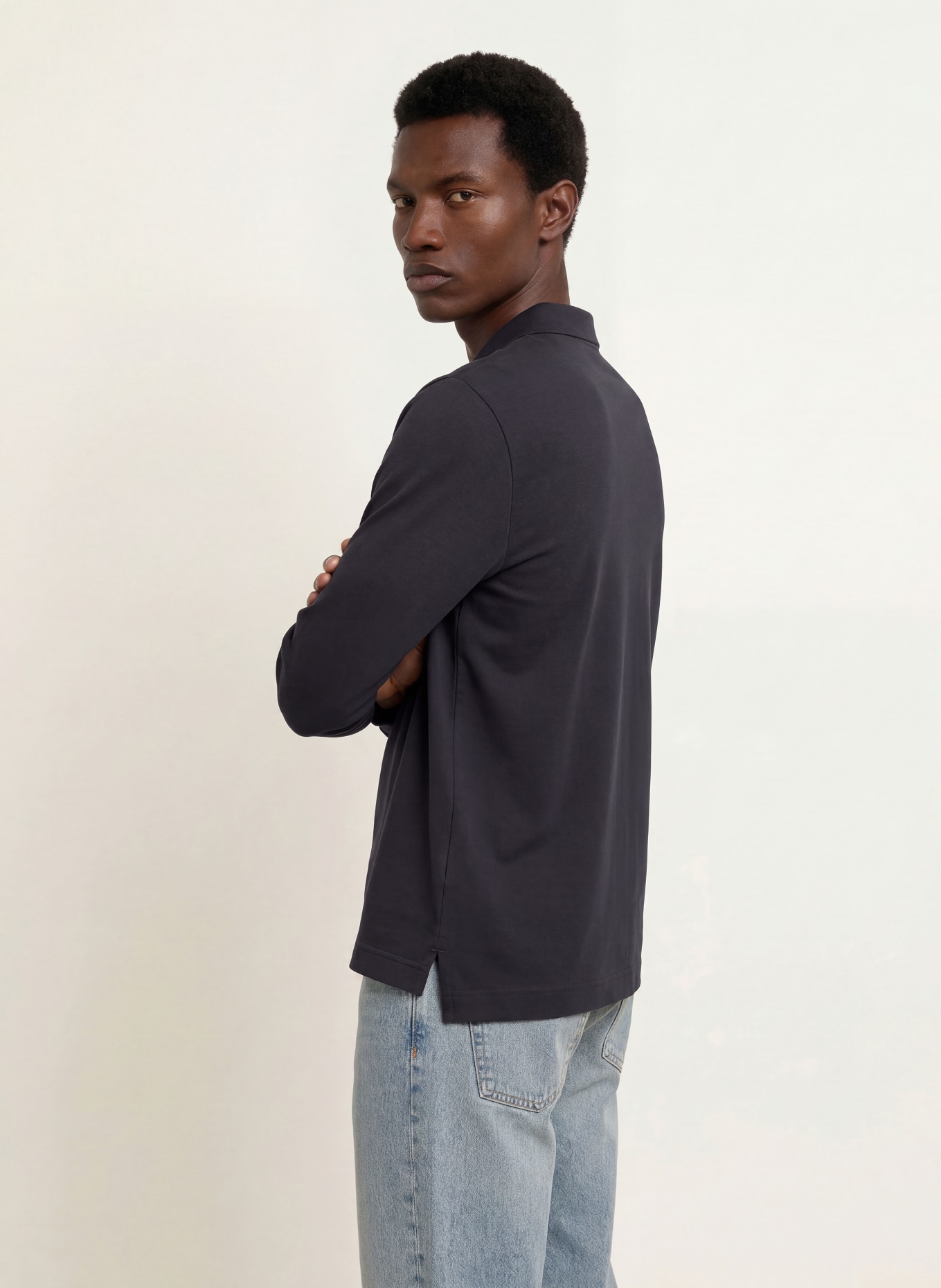 ARKET Piqué polo shirt: DARK BLUE