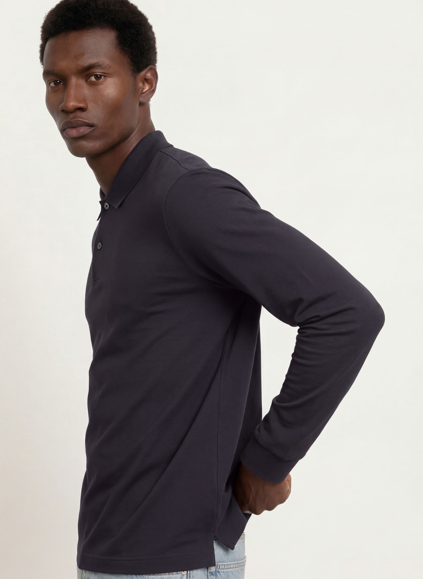 ARKET Piqué polo shirt: DARK BLUE