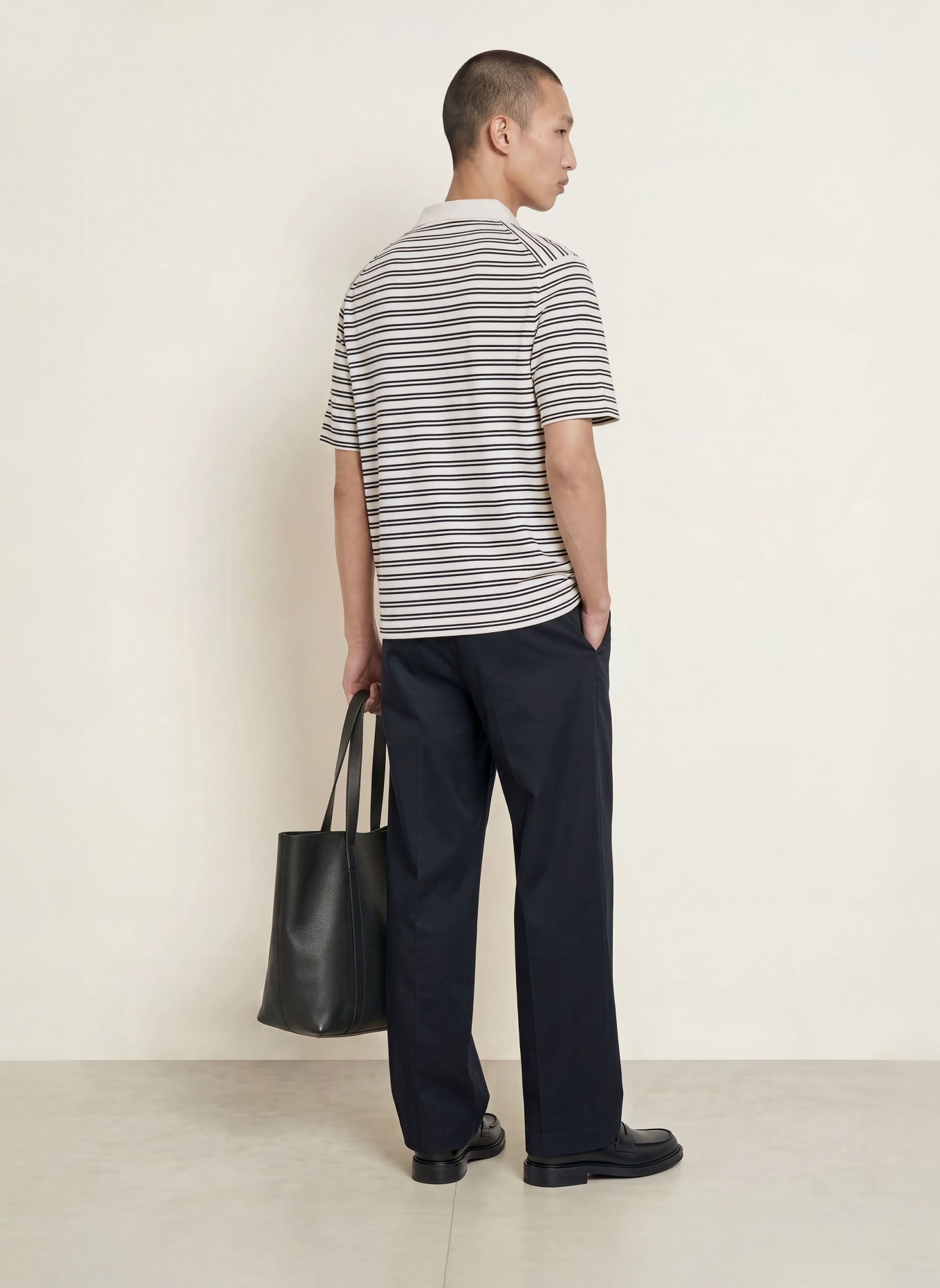 ARKET Polo en maille: ÉCRU / NOIR