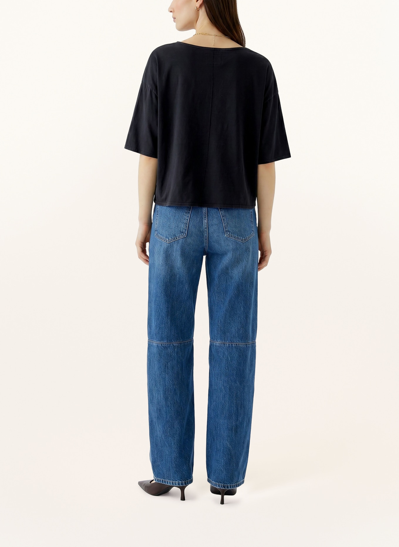 oui T-shirt met sierstenen: ZWART / LICHTBRUIN / BRUIN
