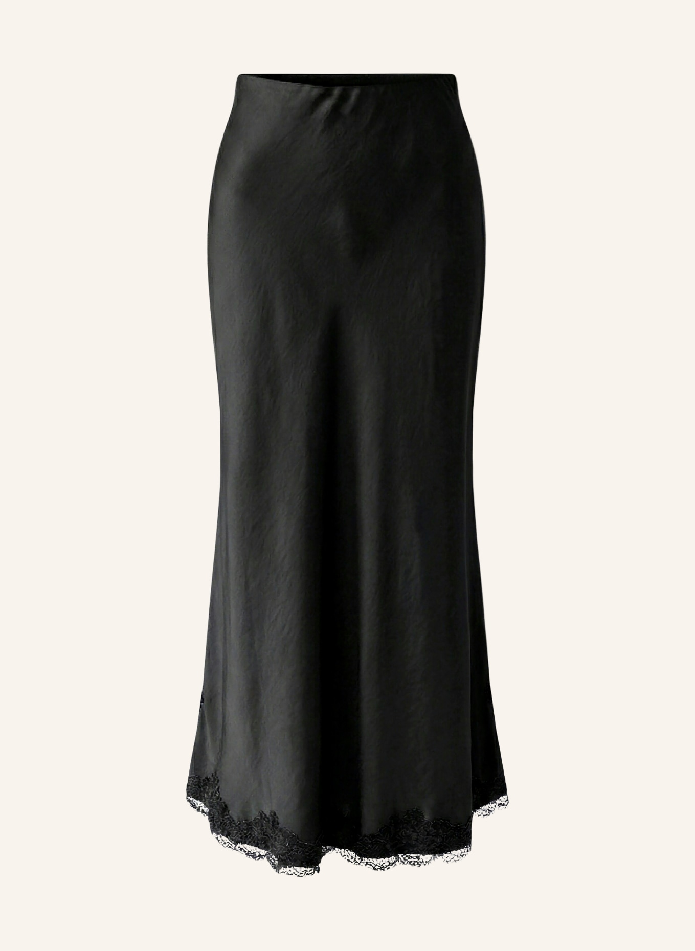 oui Satinrock mit Spitze: SCHWARZ