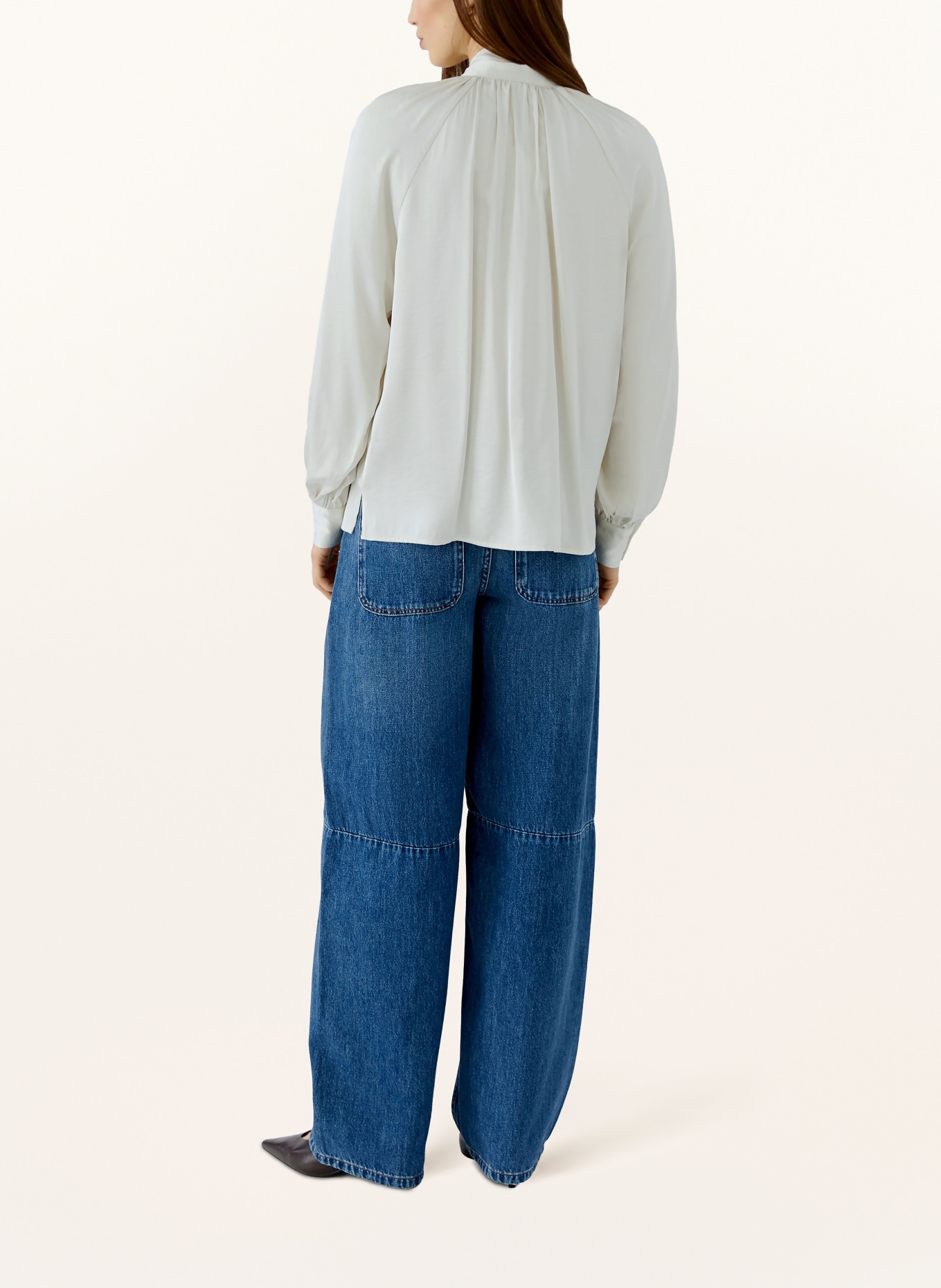 oui Blouse à lavallière en satin: BLANC