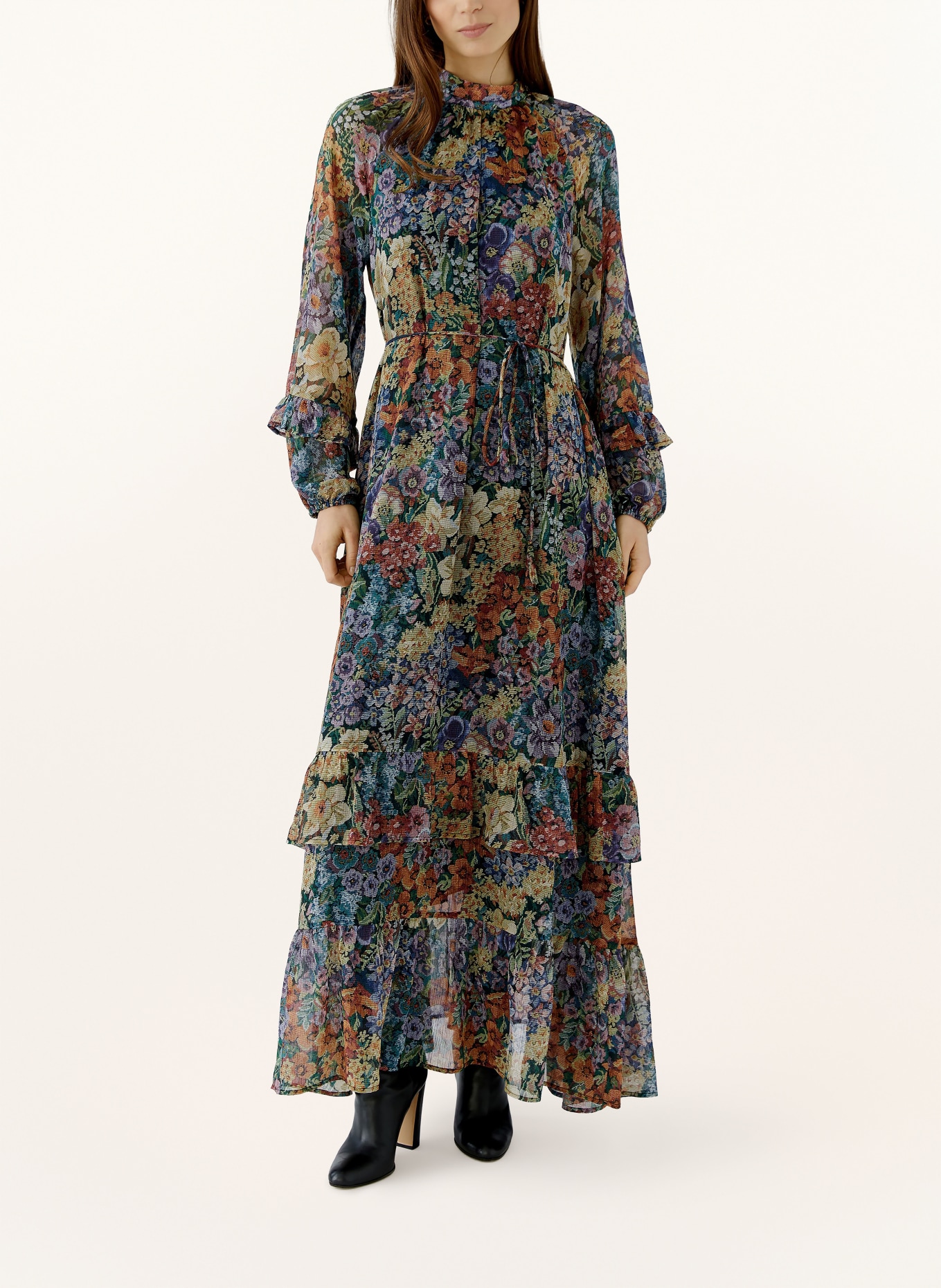 oui Dress with ruffles: DARK ORANGE / PURPLE / GREEN