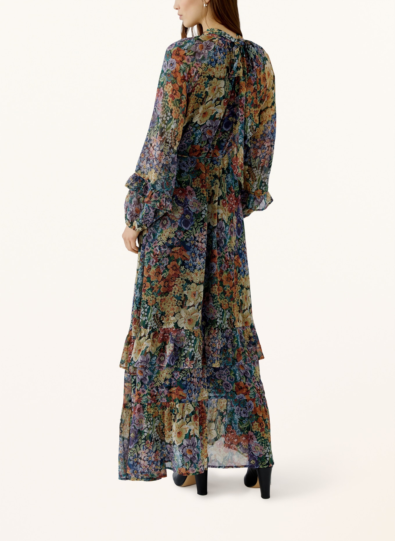 oui Dress with ruffles: DARK ORANGE / PURPLE / GREEN