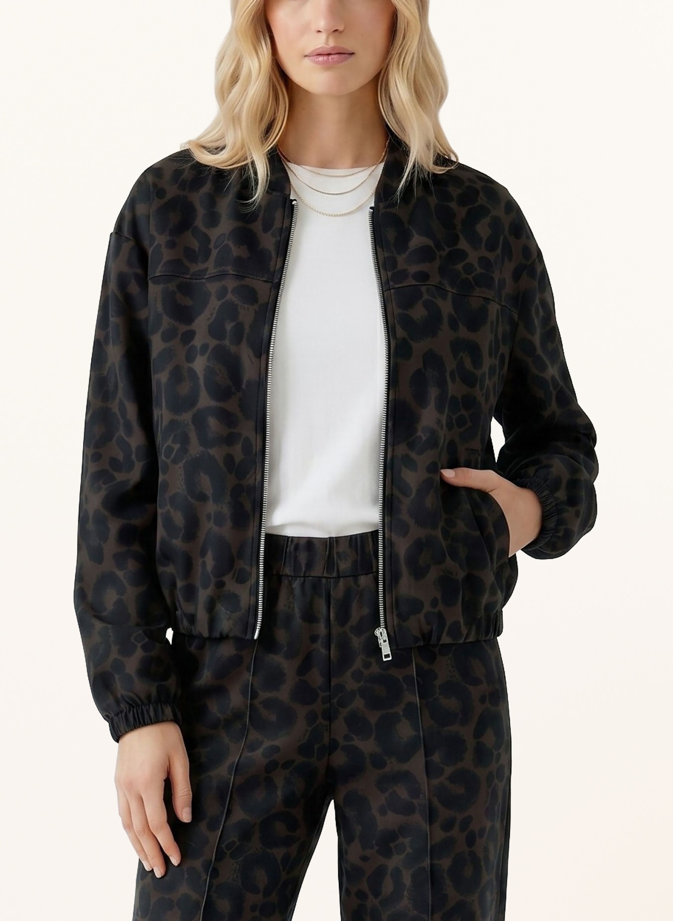 oui Jersey Blouson: BROWN / TAUPE / BLACK