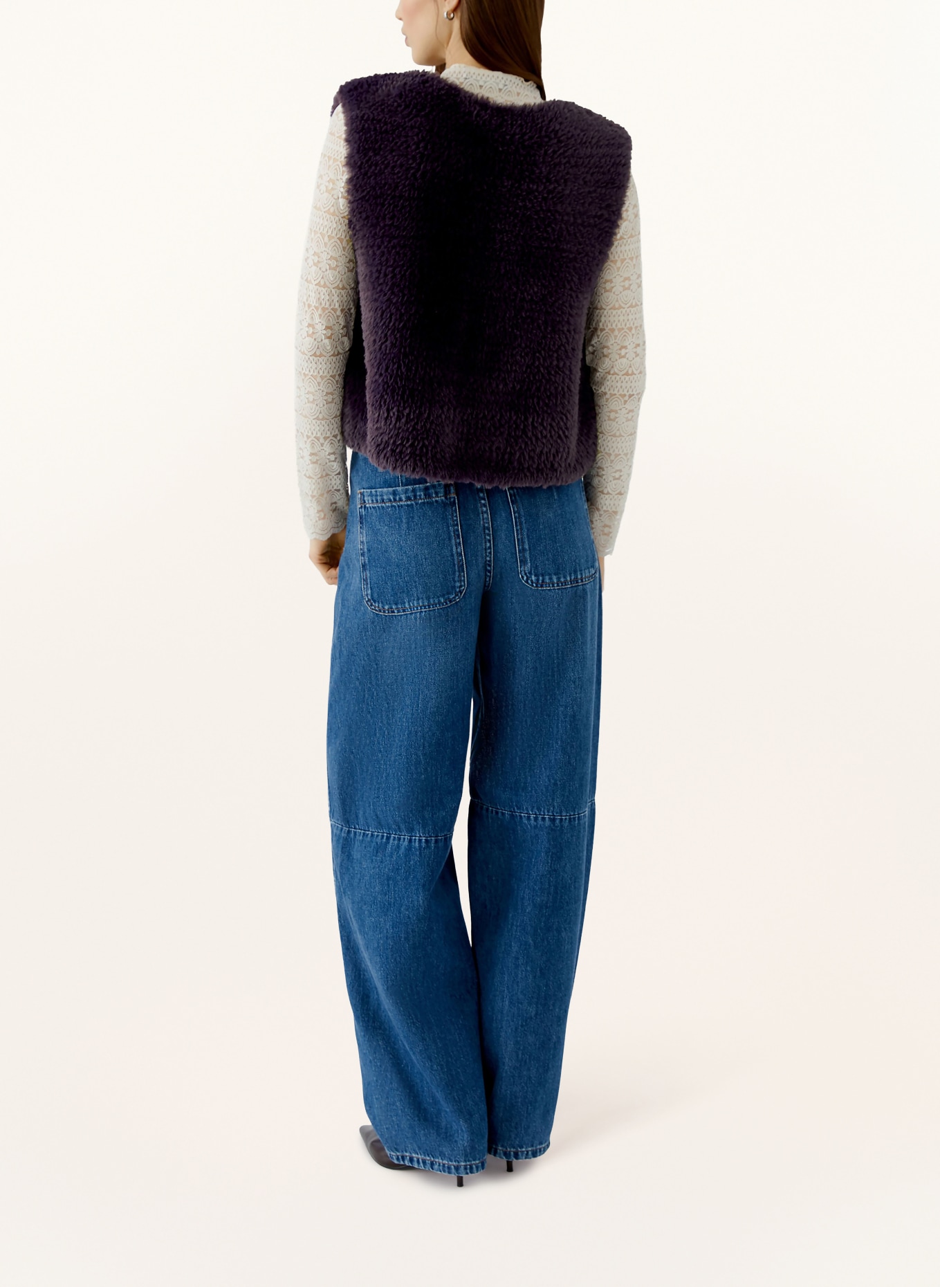 oui Bodywarmer van kunstbont: DONKERPAARS