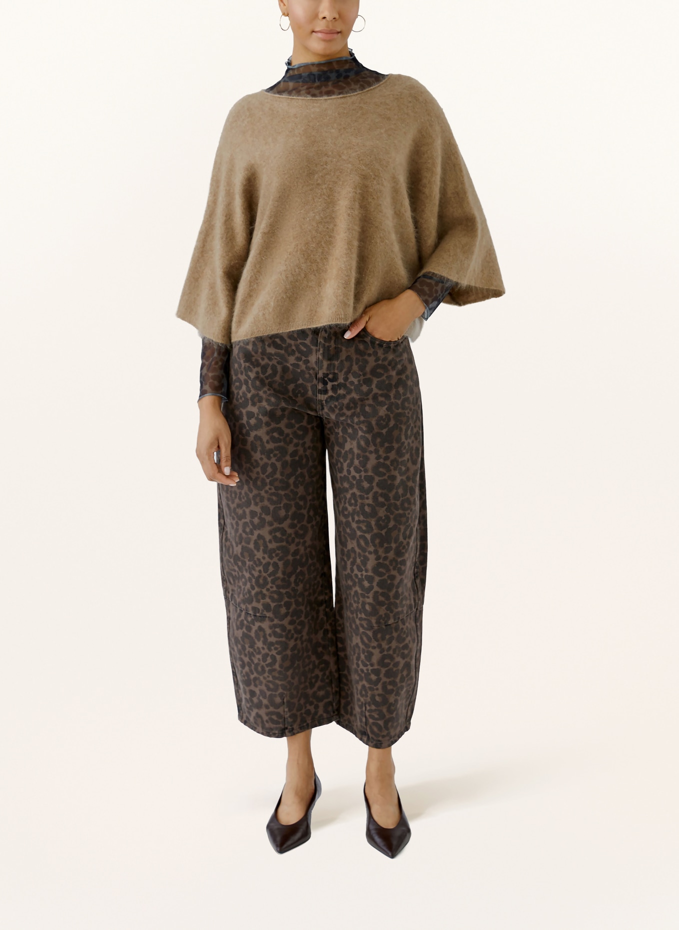 oui Pull en cachemire à manches 3/4: BEIGE