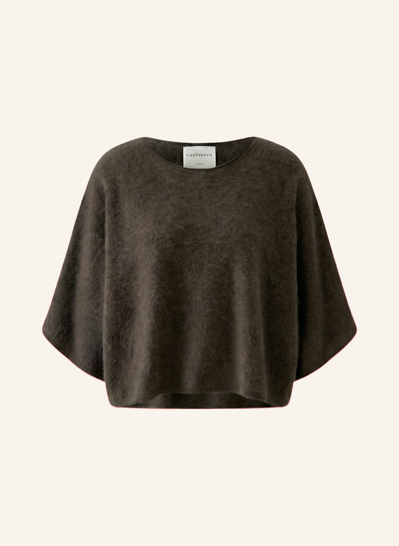 oui Pull en cachemire à manches 3/4: MARRON FONCÉ