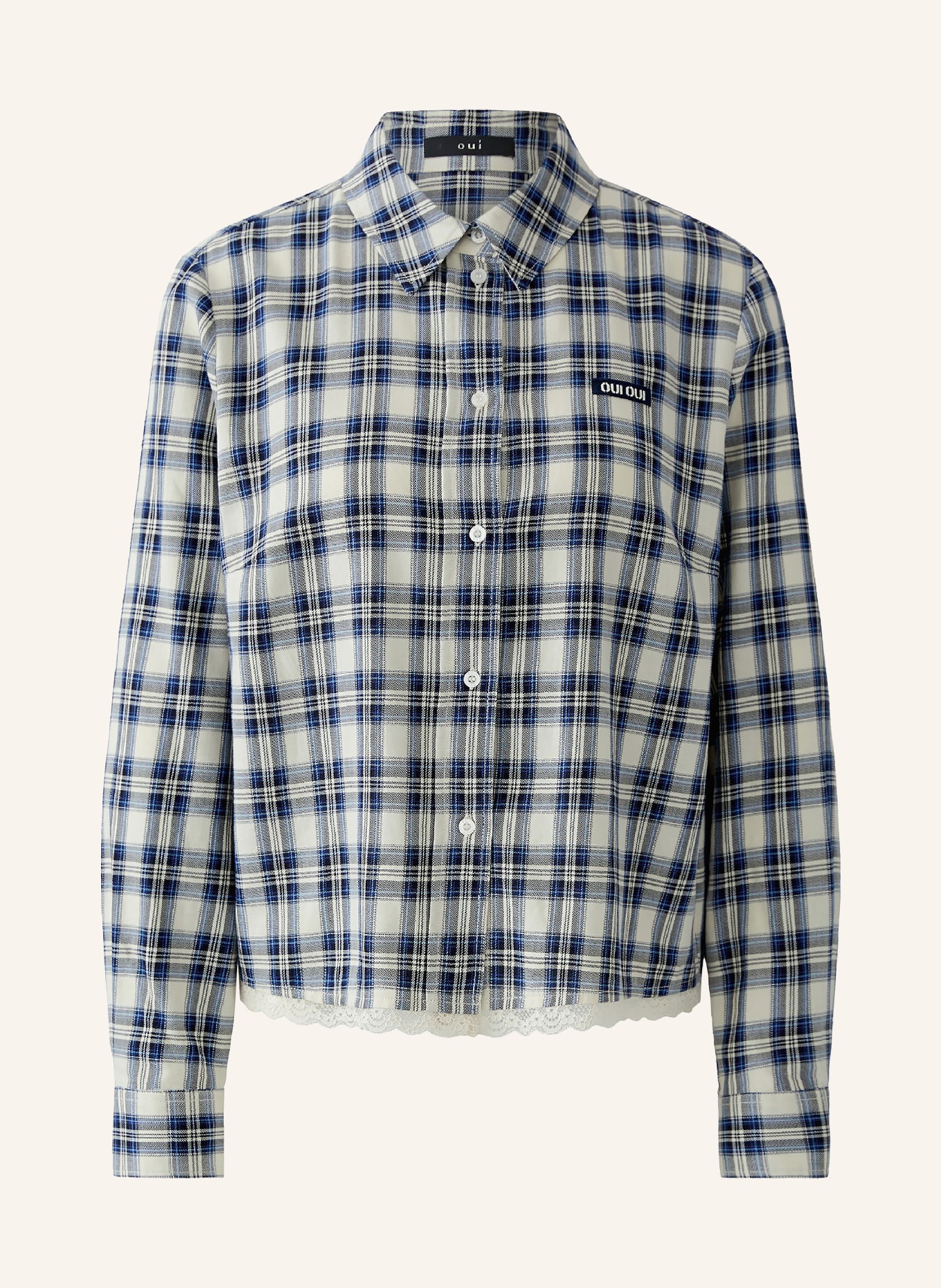 oui Overhemdblouse: BLAUW / CRÈME / ZWART