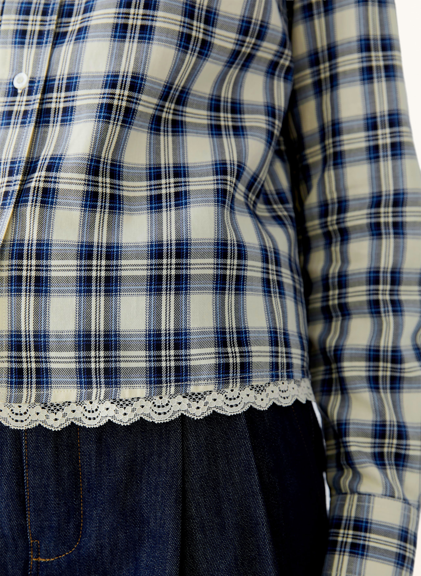 oui Overhemdblouse: BLAUW / CRÈME / ZWART