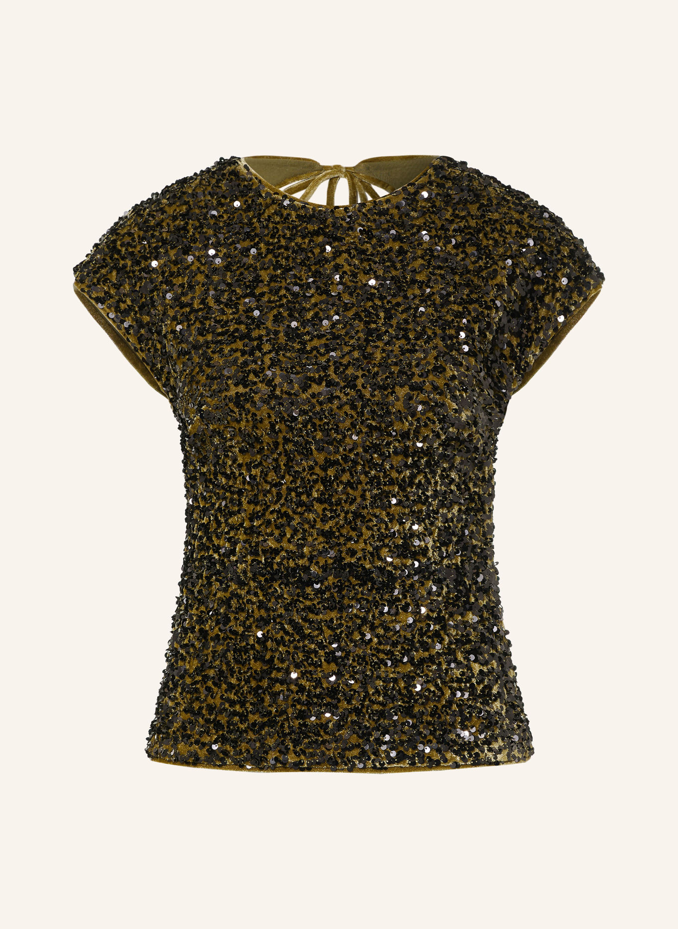 Princess GOES HOLLYWOOD Top en velours à paillettes: KAKI / NOIR