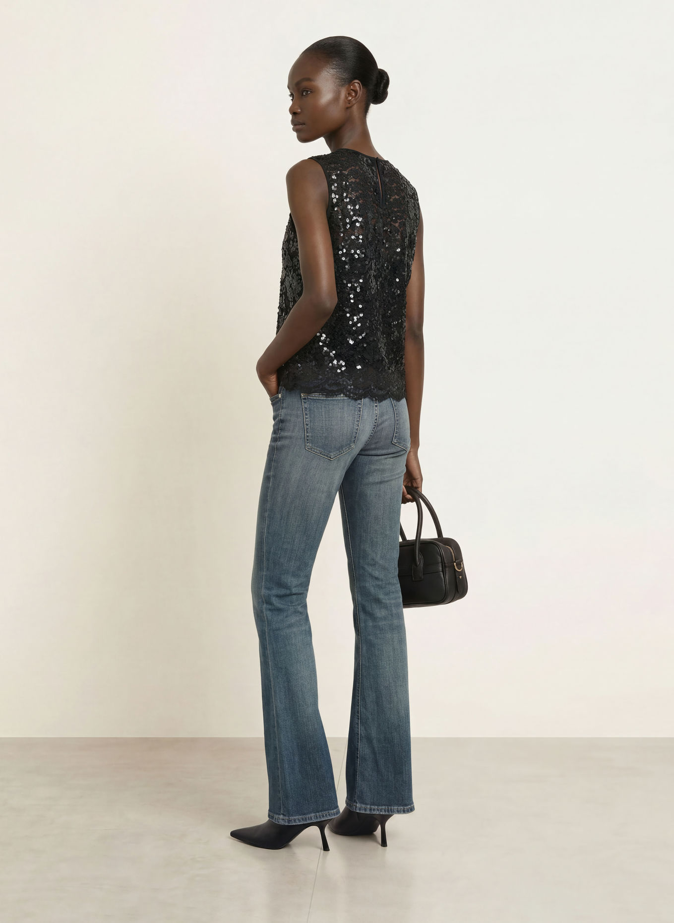 Princess GOES HOLLYWOOD Top en dentelle avec des paillettes: NOIR