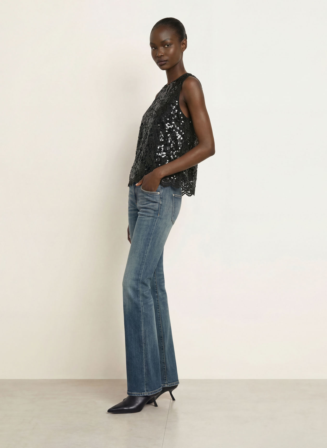 Princess GOES HOLLYWOOD Top en dentelle avec des paillettes: NOIR