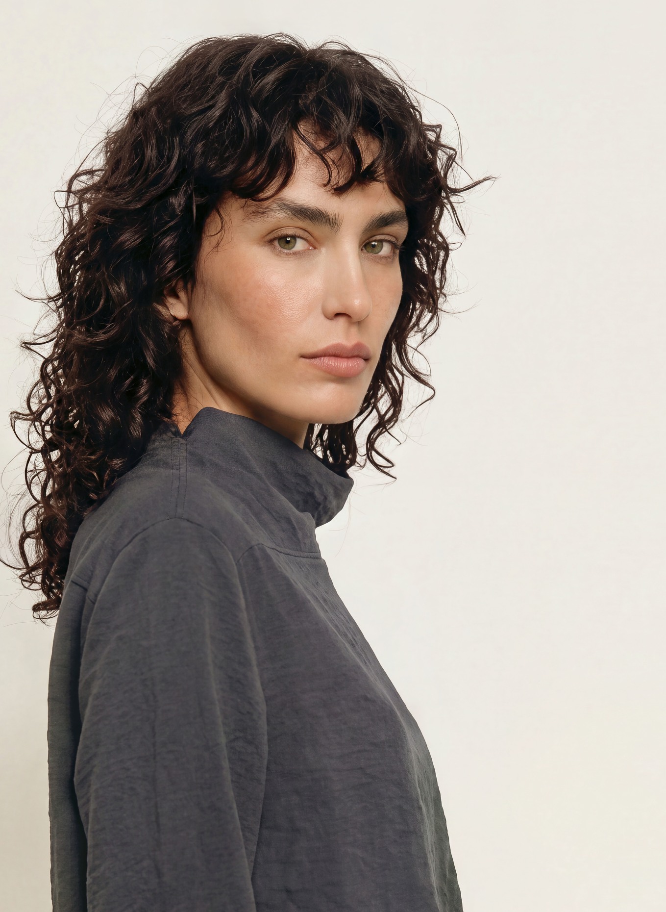 soeur LAILA Shirt blouse with Silk: DARK GRAY