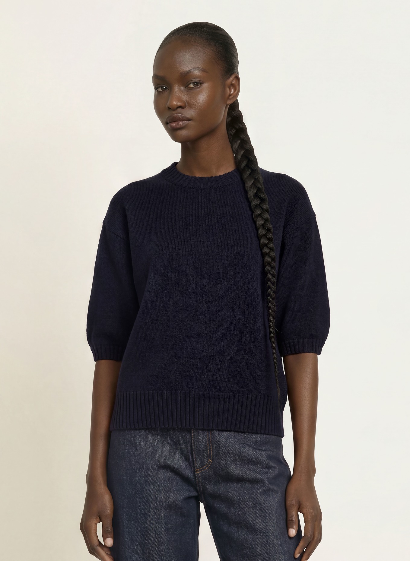 soeur LISE Sweater with 3/4-Sleeve: DARK BLUE