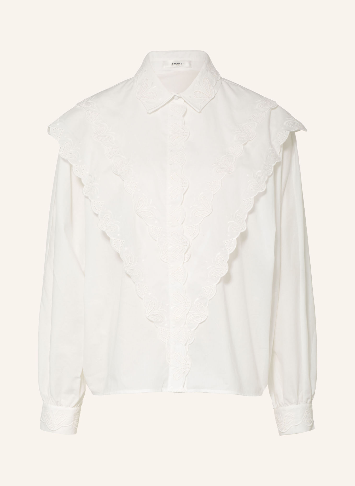 FRAME Hemdbluse mit Spitze: WEISS